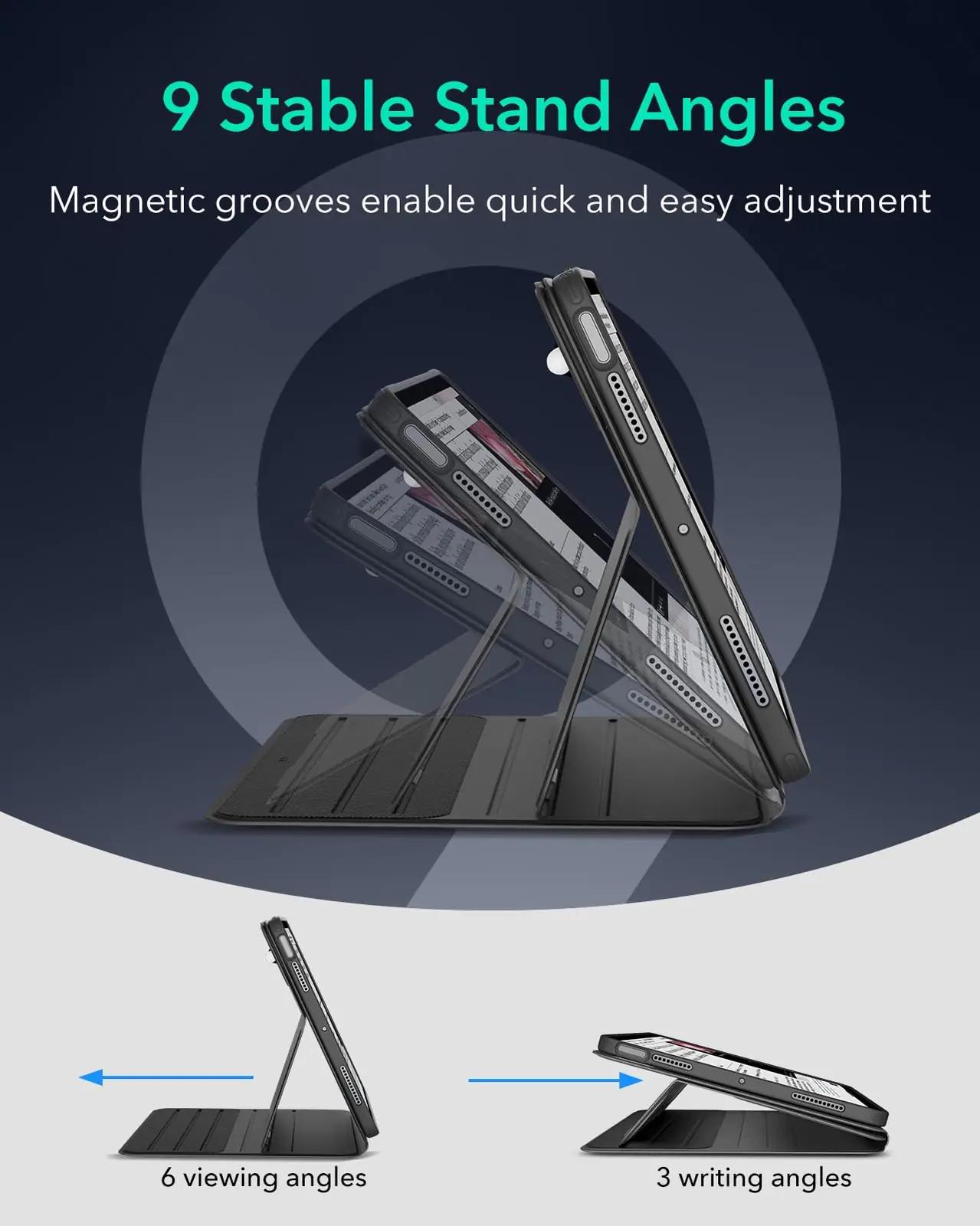 ESR kaitsekott iPad Air 11″ must — magnetkorgiga ja jalaga – pilt 8