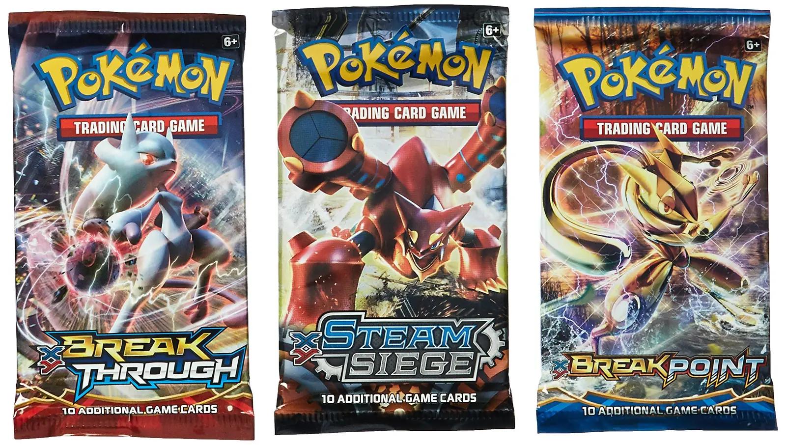 Pokémon kinkekõlbas kartong‑boosterid — 3 pakki üllatust – detailne vaade