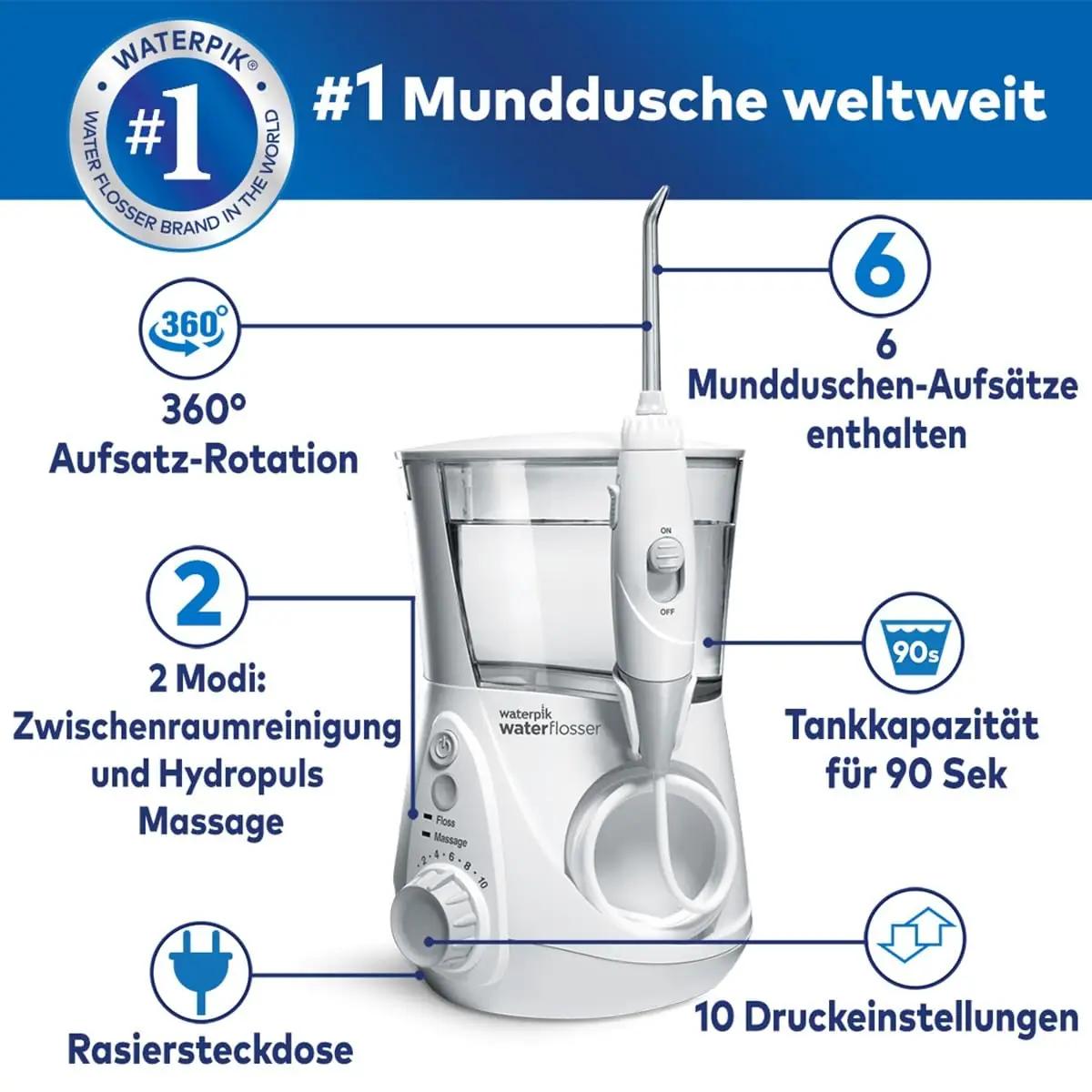 Waterpik Ultra Professional suuhooldus­seade – täpne ja tõhus – pakend ja tarvikud