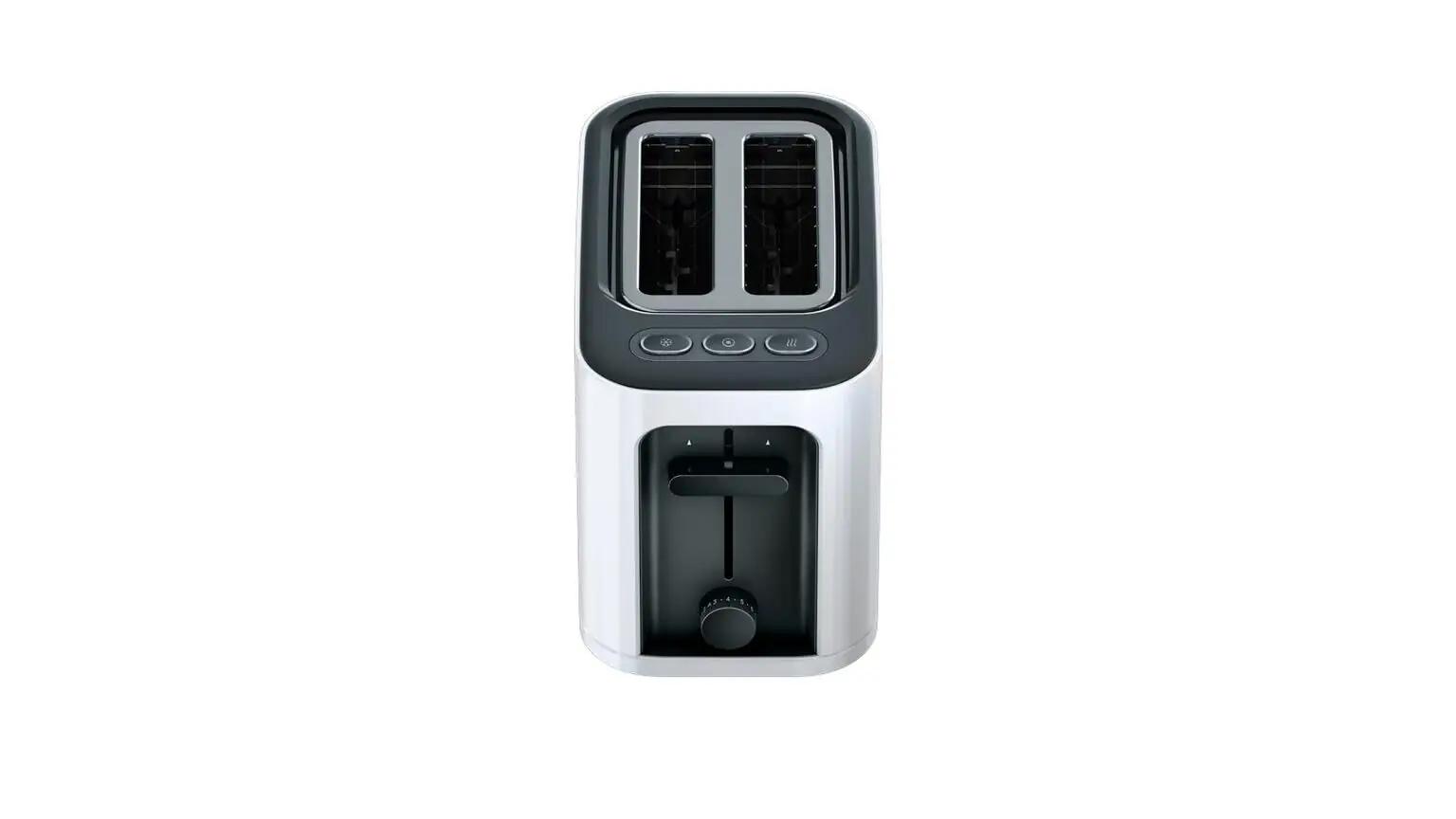 Braun elegantne alumiiniumtoaster — kiire röstitud leib – detailne vaade