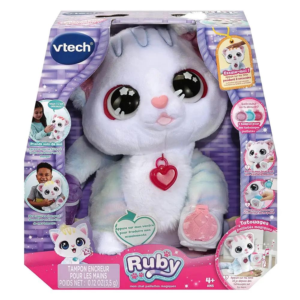 Vtech pehme interaktiivne kass Ruby – mänguline ripats charm – kasutusnäide