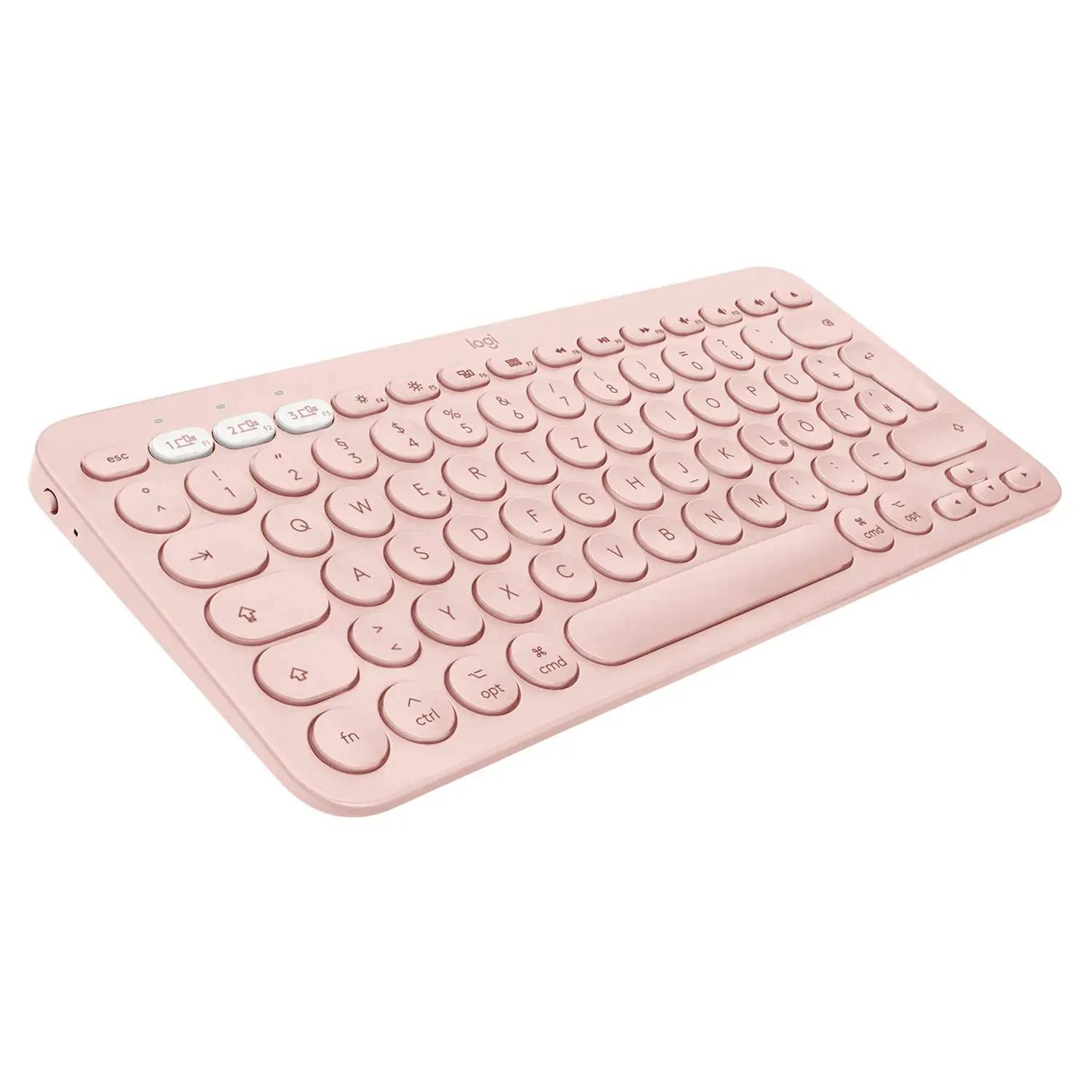 Logitech roosa kompaktne traadita klaviatuur — mugav ja stiilne