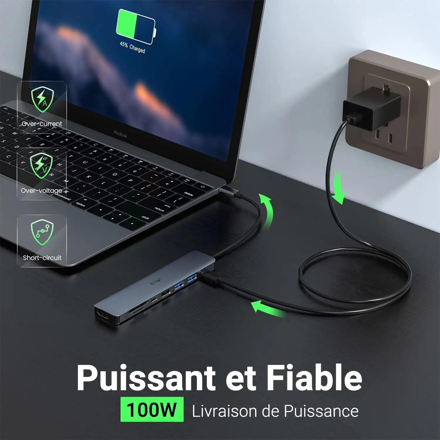 JESWO praktiline USB-C hub — kompaktne laadimis- ja – lisavaade