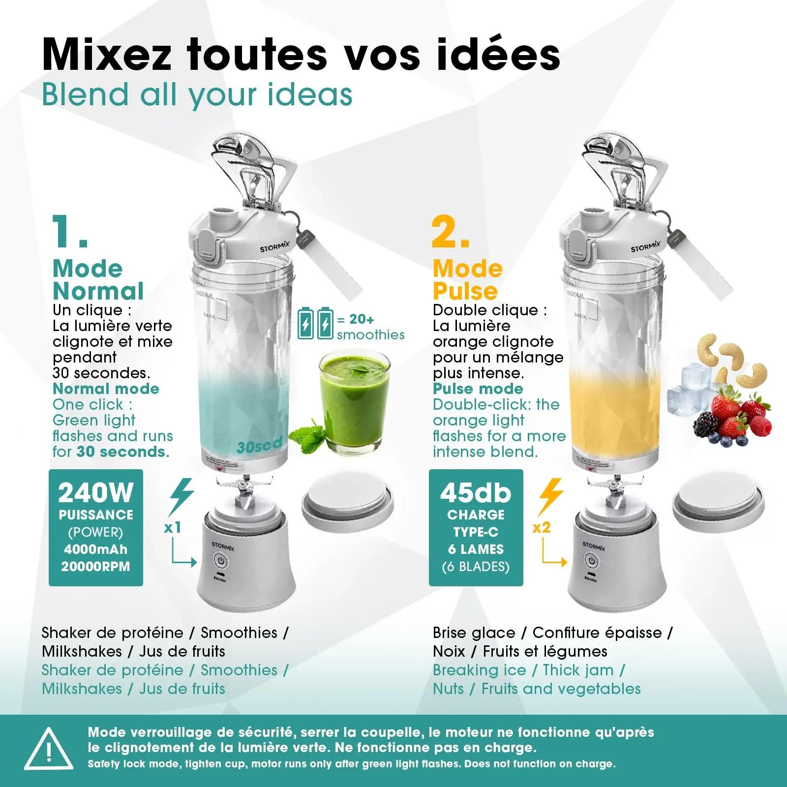 Stormix kaasaskantav Tritan-blender ja isoleeritud kott – lisavaade