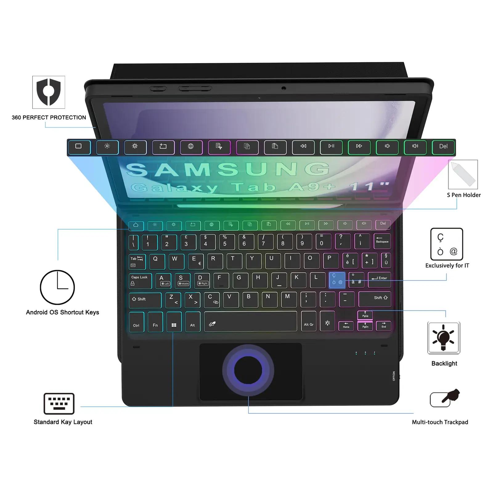 VANKEYPAD kaitsev ümbris-klaviatuur: elegantne ärikasutus Tab A9+ – lisavaade