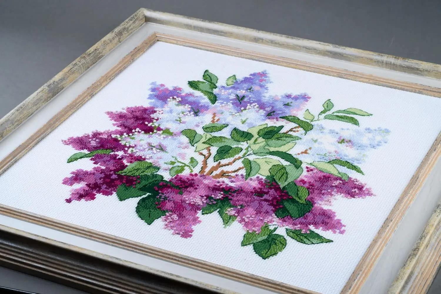 Riolis õrn Lilac Blossoms ristpistekomplekt — puuvillane boho – pilt 7