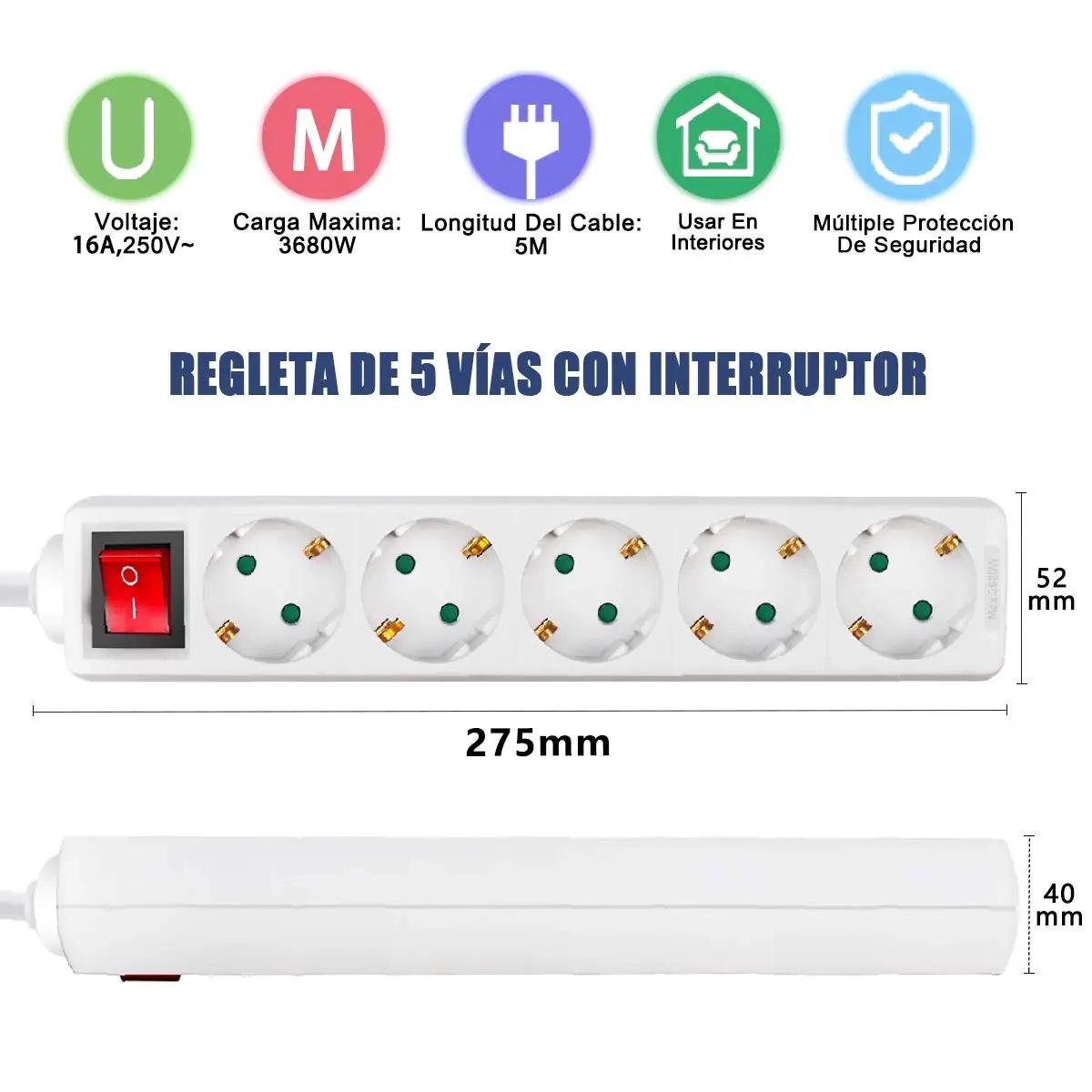 EXTRASTAR voolulatihe PVC 5-pesaga pikenduskaabel 5 m – detailne vaade