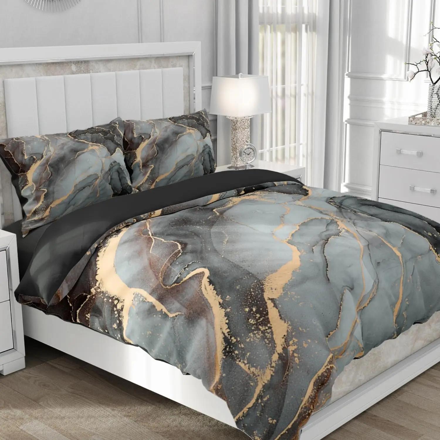 Gezu modernne mikrofibra voodipesu 140×200 cm – marmormuster – detailne vaade