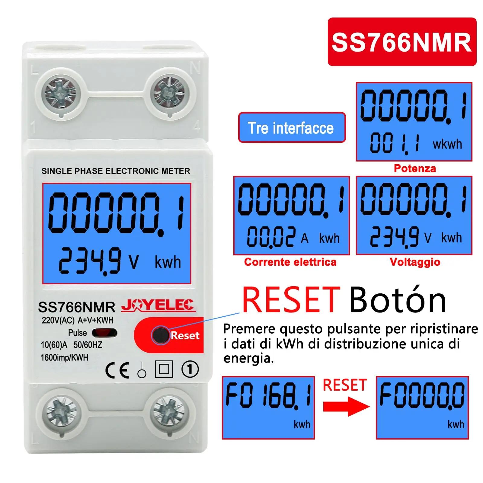JOYELEC energiamõõtur DIN-kinnitus 230V 10(60)A – detailne vaade