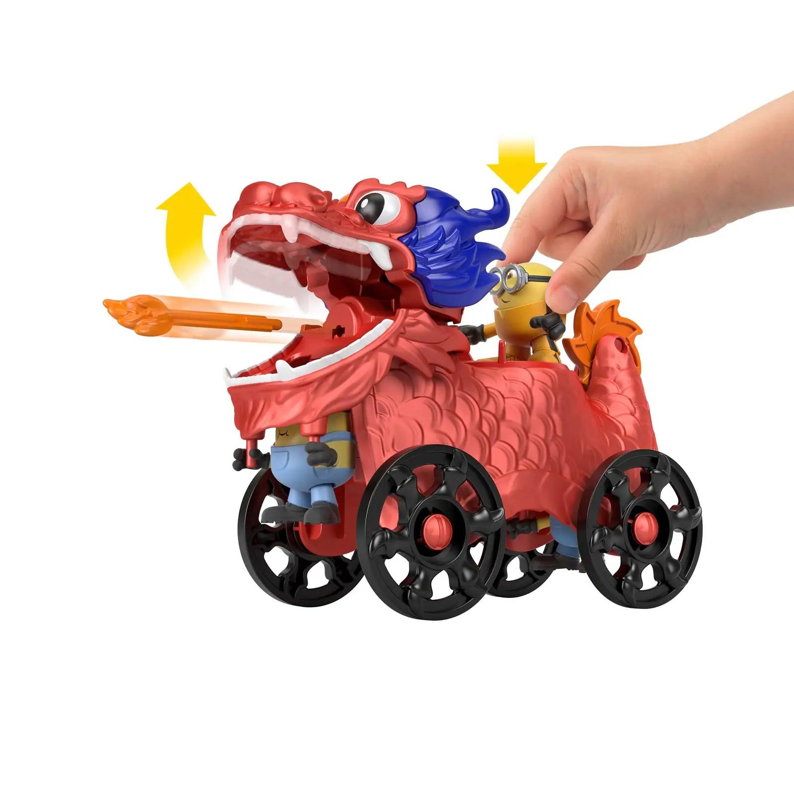 Fisher-Price lastele mänguauto draakoniga — vastupidav plastik – pakend ja tarvikud