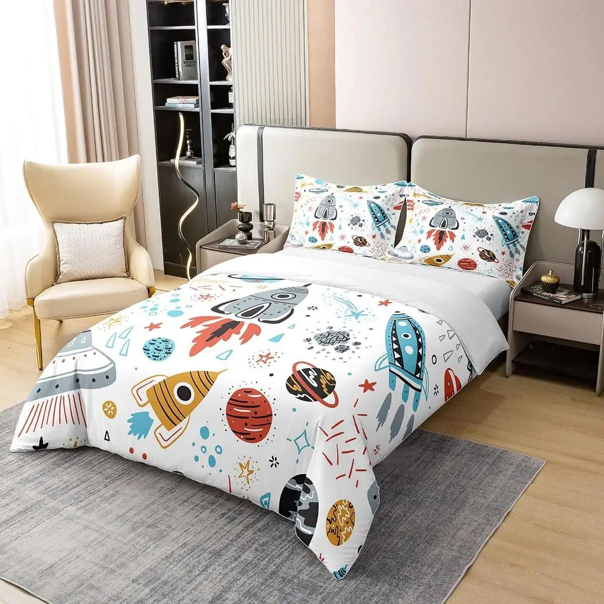 Homewish ökoloogiline voodipesu 140×200 cm laste kosmosemotiiv – pakend ja tarvikud