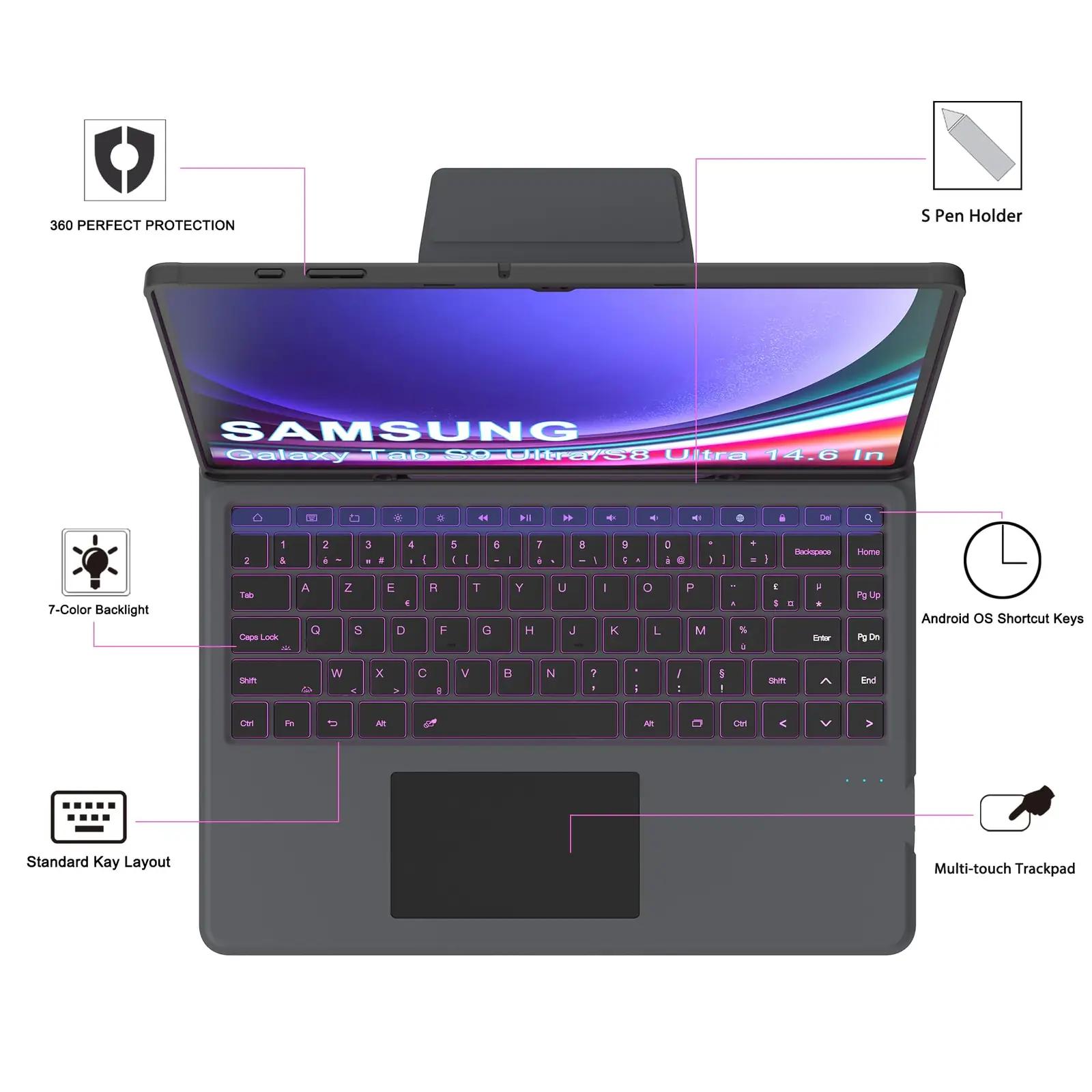 VANKEYPAD kaitsev klaviatuurikaan Samsung Tab Ultra – heletaust – pilt 8