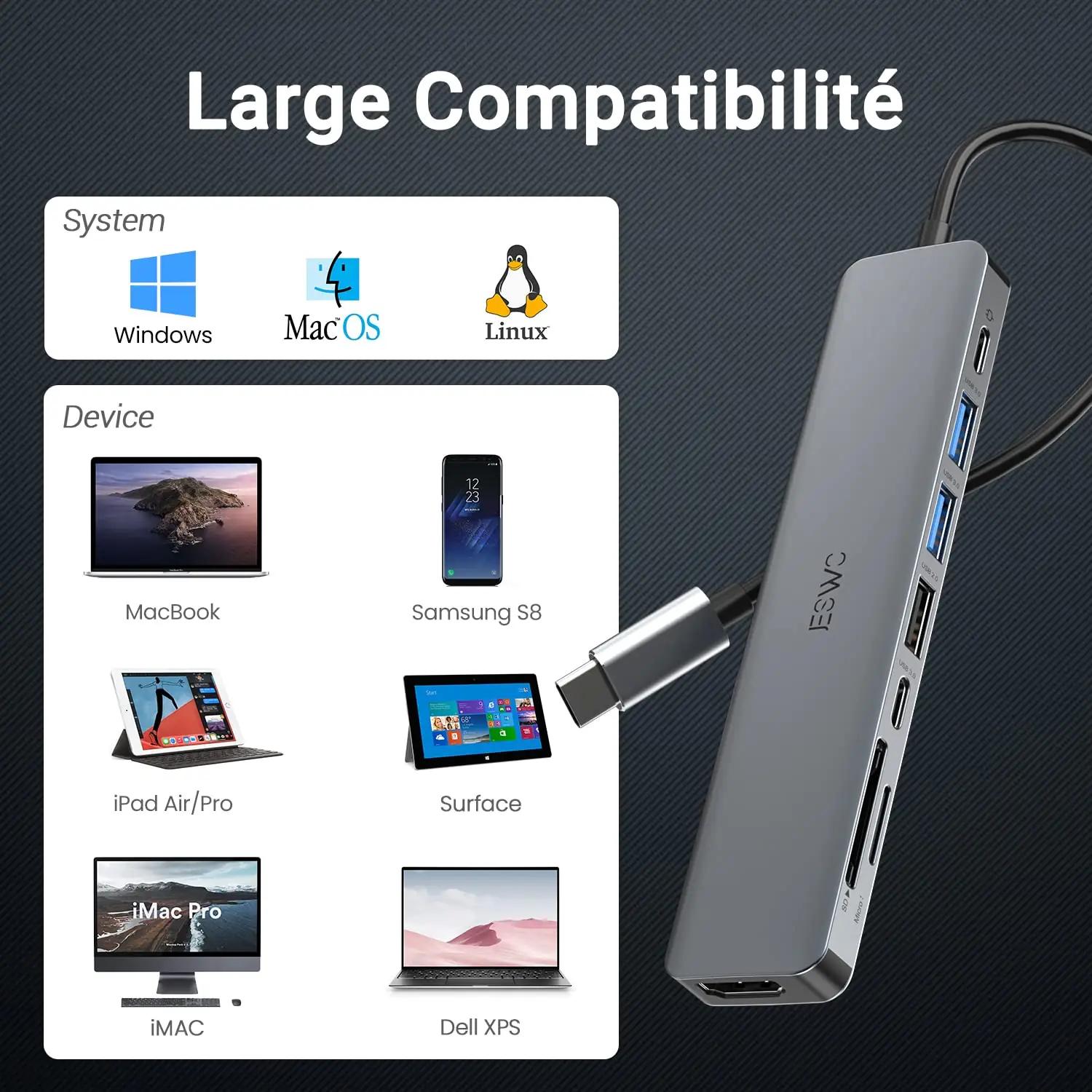 JESWO praktiline USB-C hub — kompaktne laadimis- ja – pilt 6