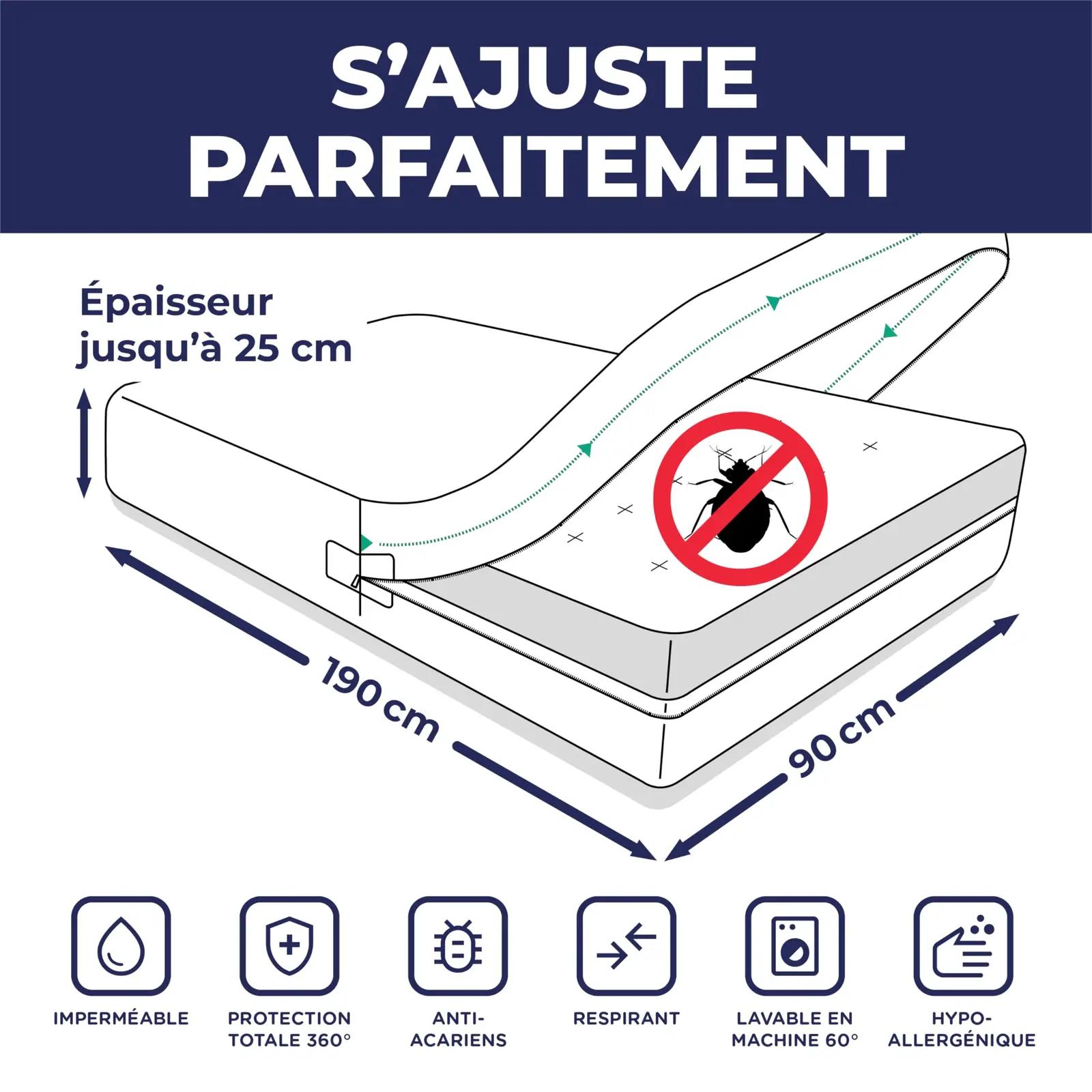 LOGIZEN veekindel madratsisuoja 90 x 190 cm – pilt 7