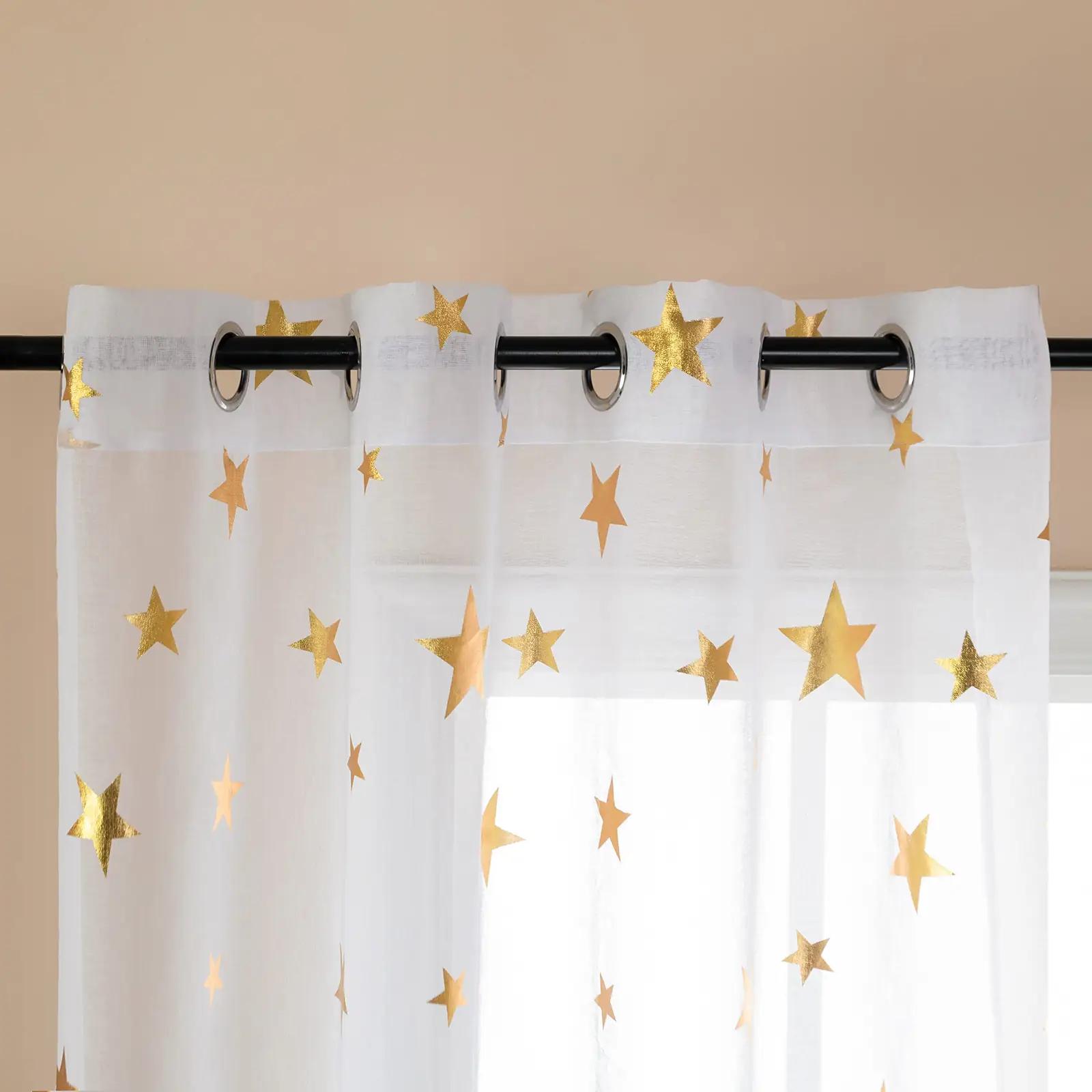 GIRASOLE HOME õhuline voile-kardin kuldsete tähtedega 140×235 – pakend ja tarvikud