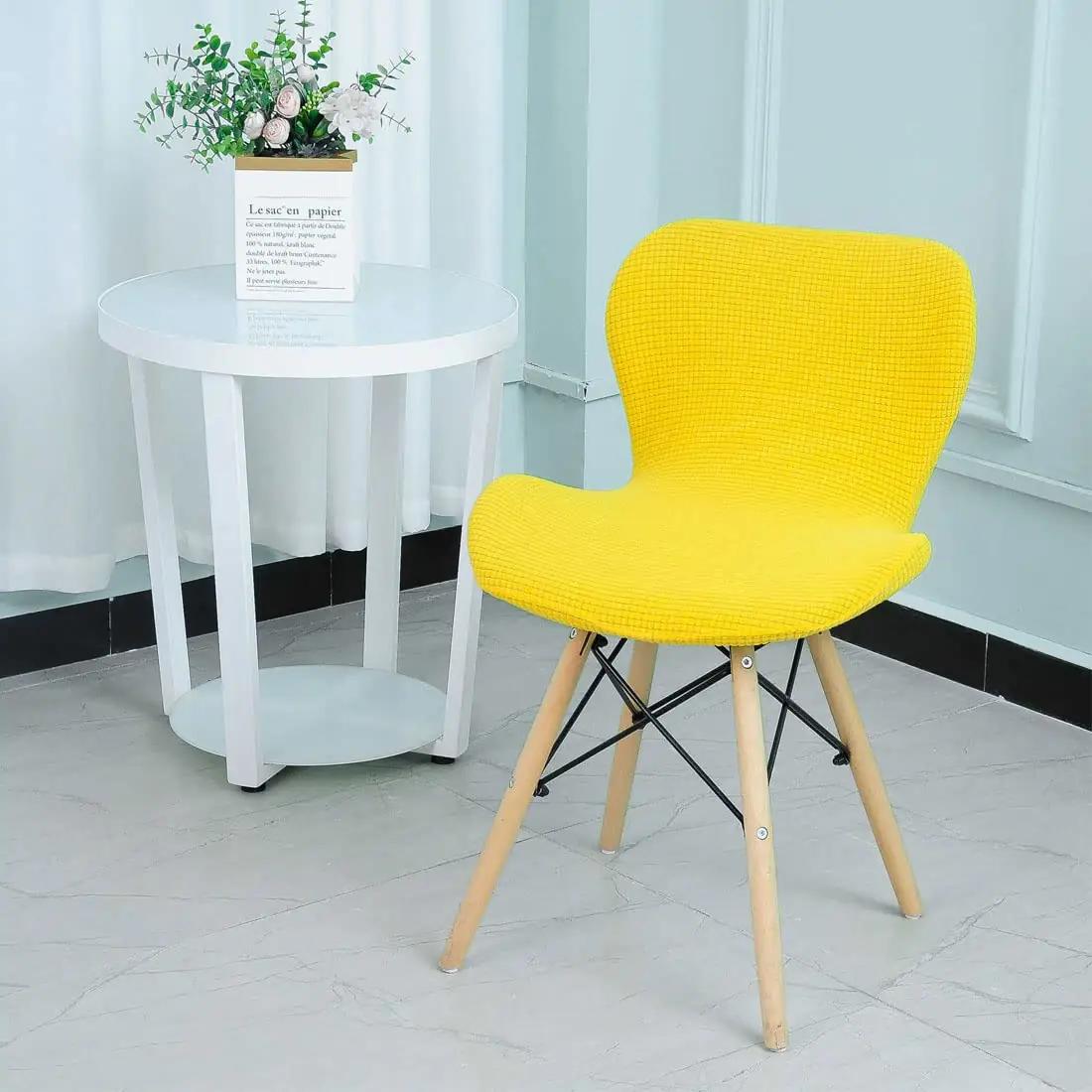 Levoberg stiilne elastne barstooli kate — kollane komplekt – detailne vaade
