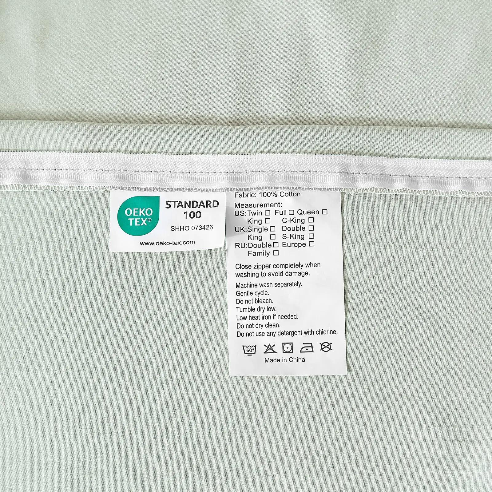 Luowei pehme 100% puuvillane voodipesu 135×200 roheline – pilt 7