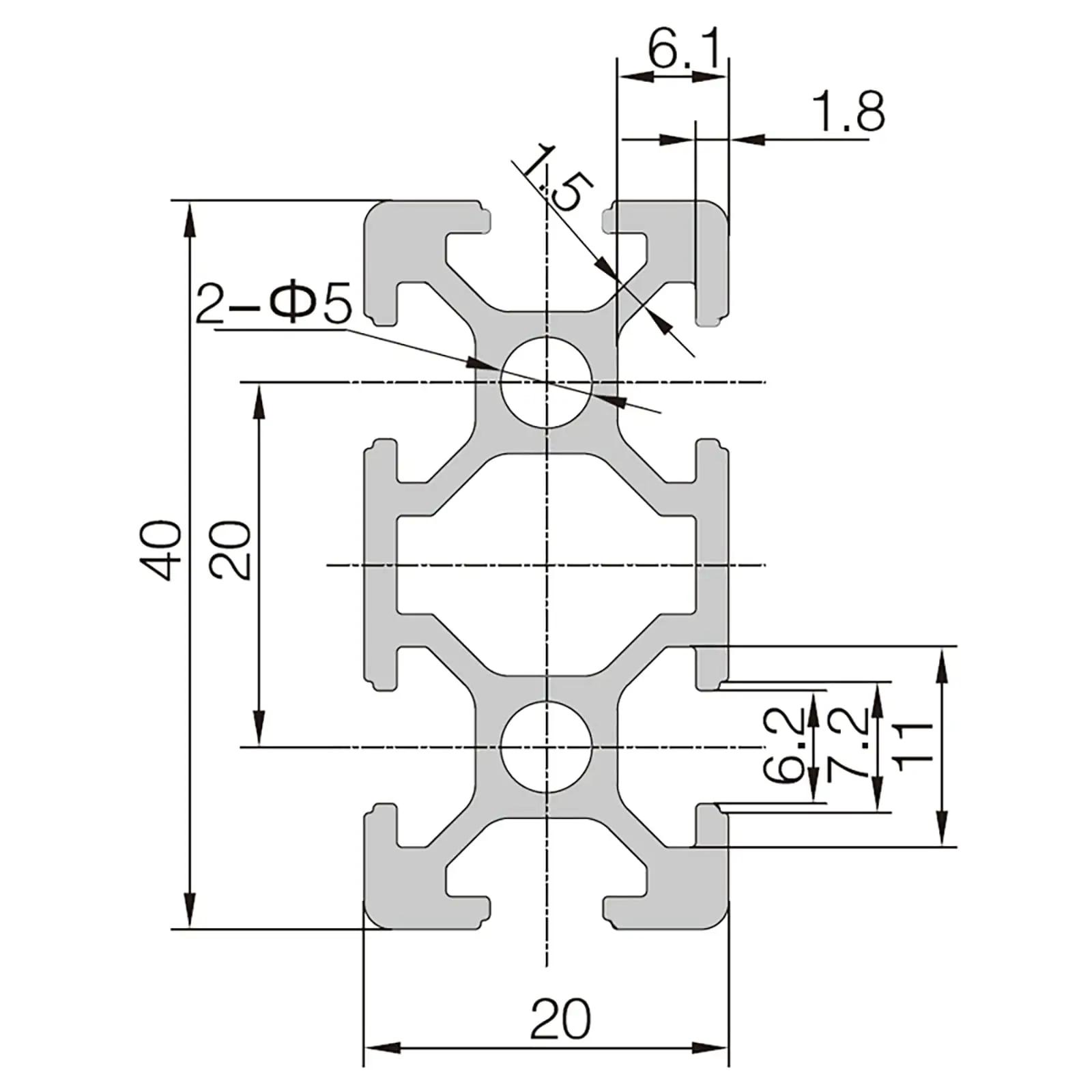Coavoo alumiiniumprofiil 2040 500 mm – tugev raamiehitus – detailne vaade