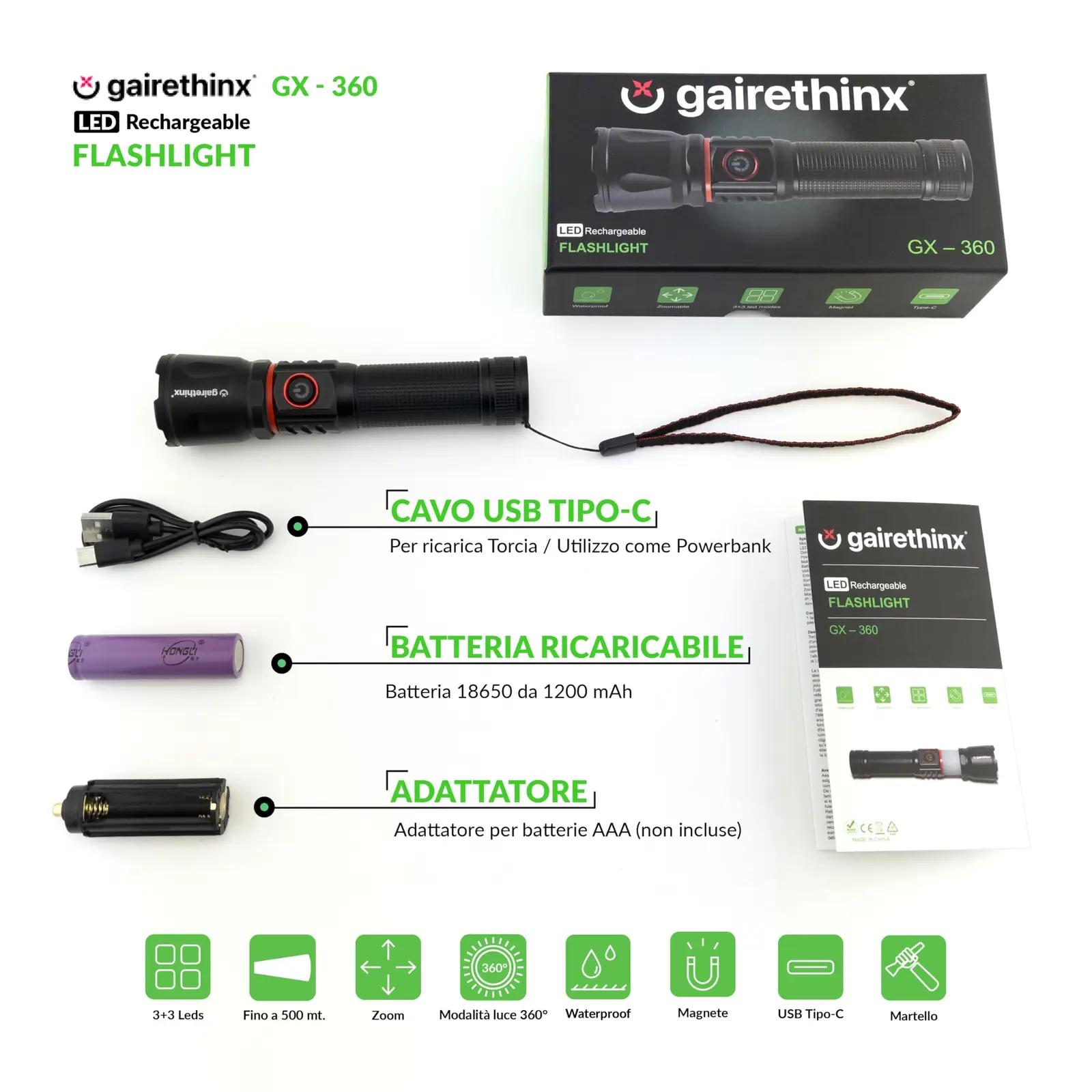Gairethinx GX - 360 taskulambid – detailne lähivaade