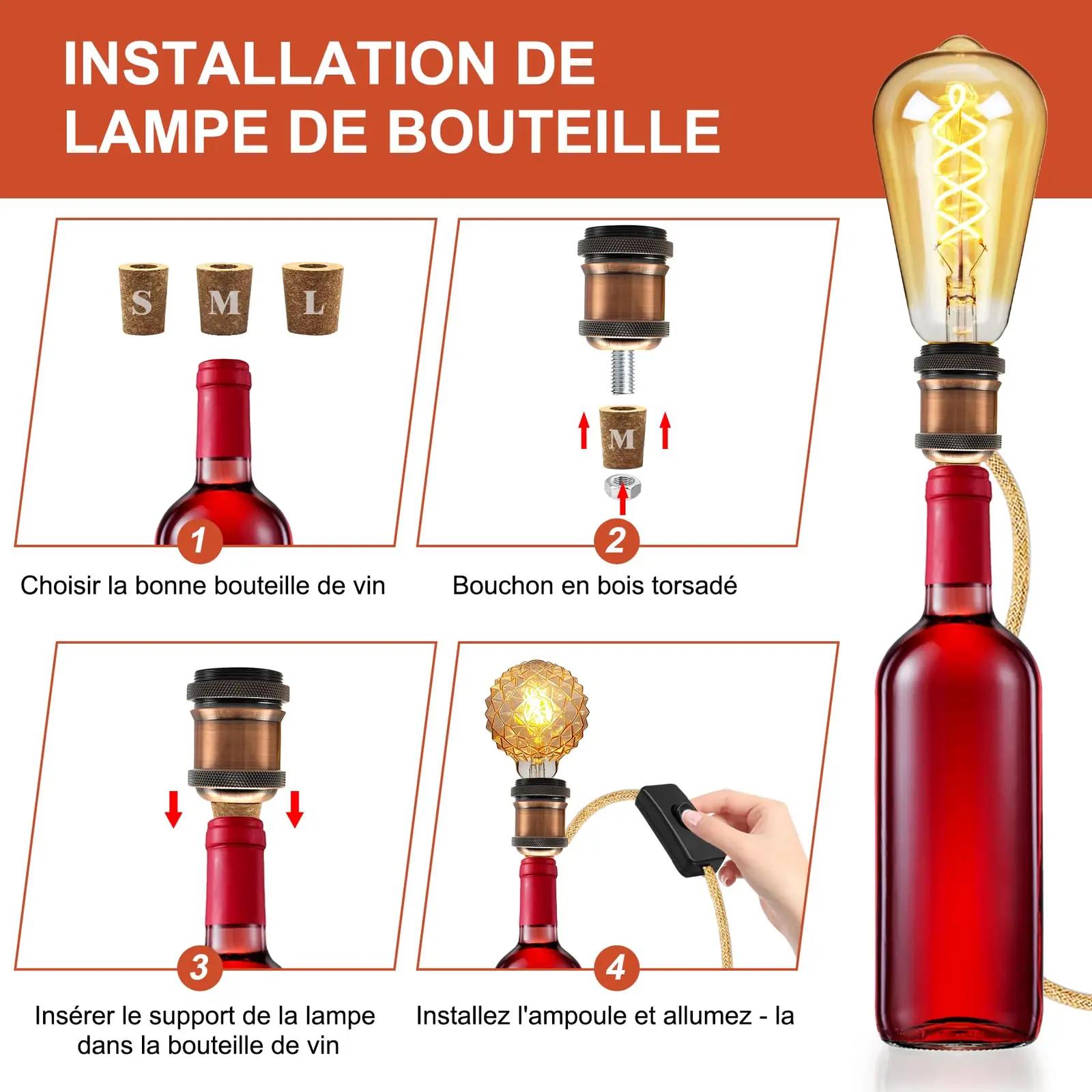 LQUNFYL roosa pudeli-lampide adapter komplekt – vintage stiil – lisavaade