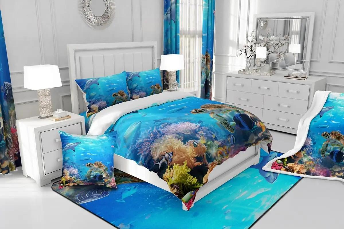 Homewish värvikas mereloomade voodipesu 140×200 cm – kasutusnäide