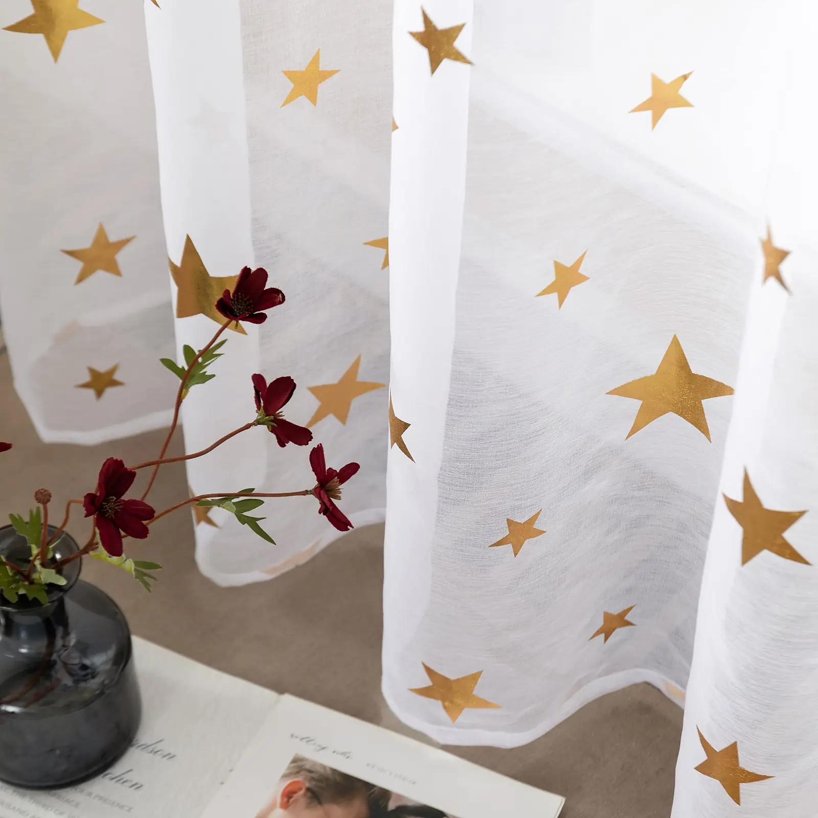 GIRASOLE HOME õhuline voile-kardin kuldsete tähtedega 140×235 – pilt 7