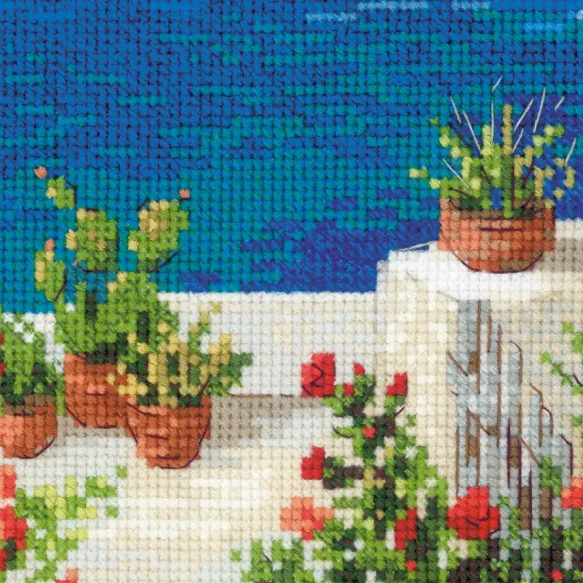 Riolis ristpiste komplekt Santorini – puuvillane tööpakett – lisavaade