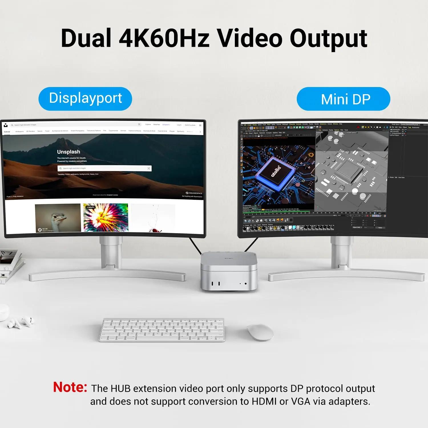 JESWO hõbedane dockingstation Mac Mini M4 jaoks – pakend ja tarvikud