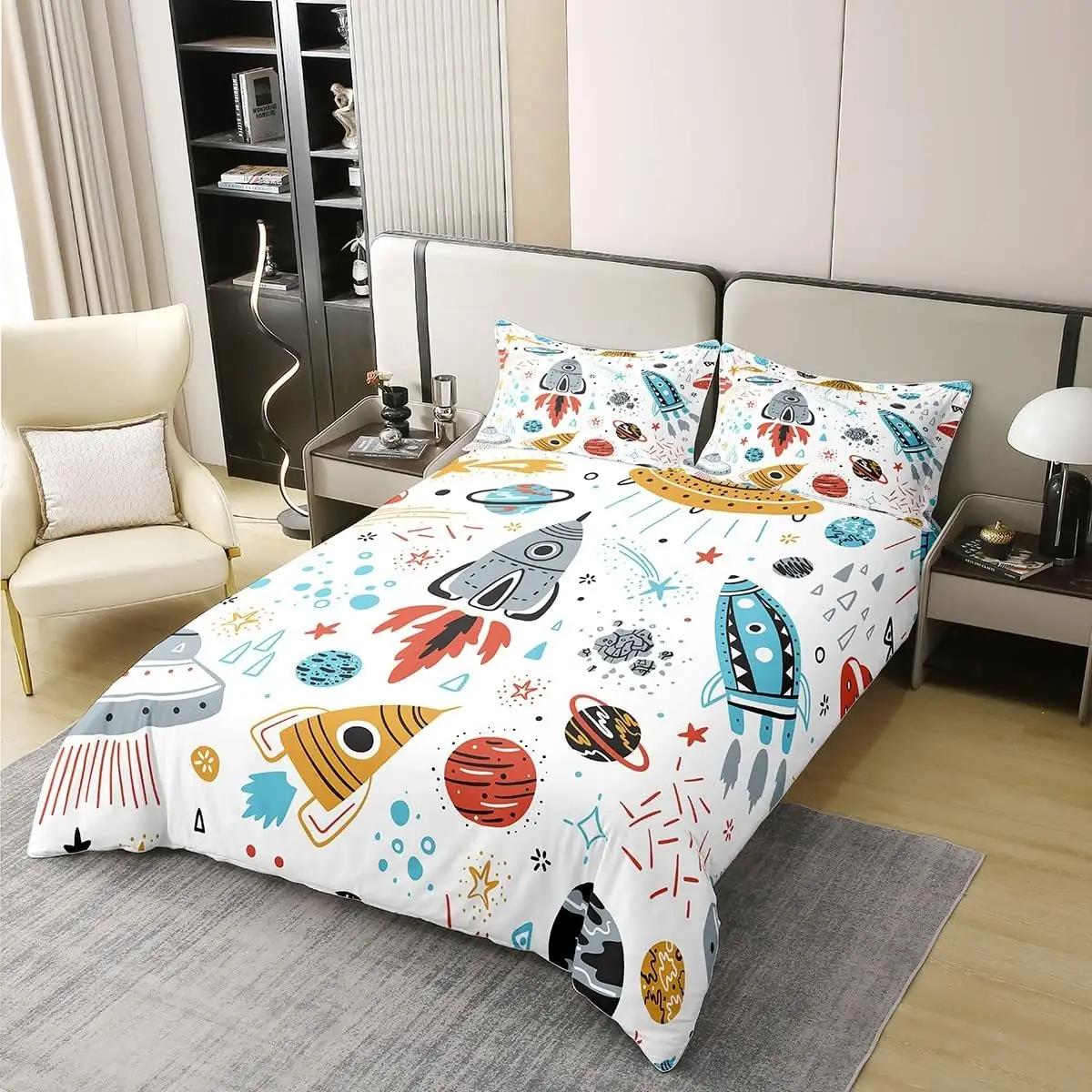 Homewish ökoloogiline voodipesu 140×200 cm laste kosmosemotiiv – detailne vaade