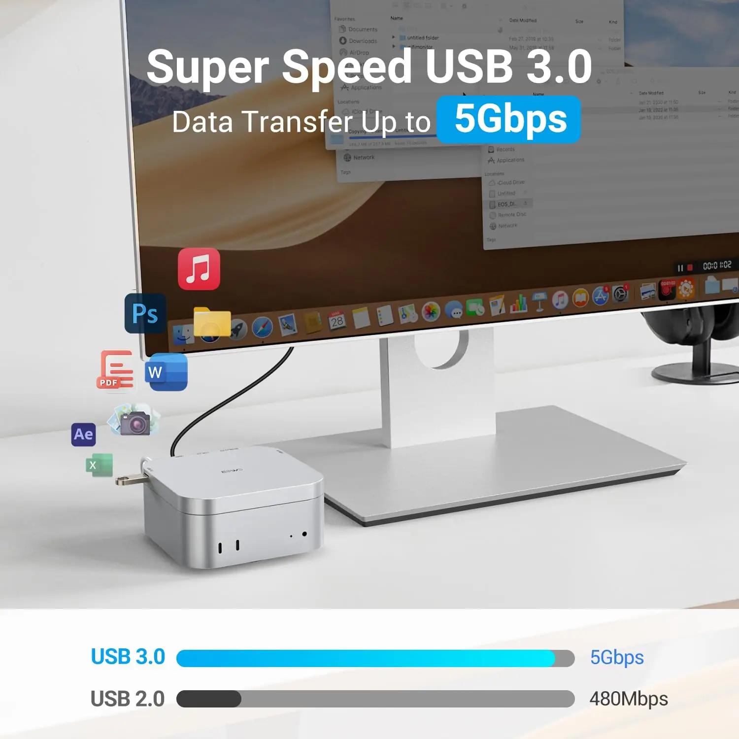 JESWO hõbedane dockingstation Mac Mini M4 jaoks – kasutusnäide