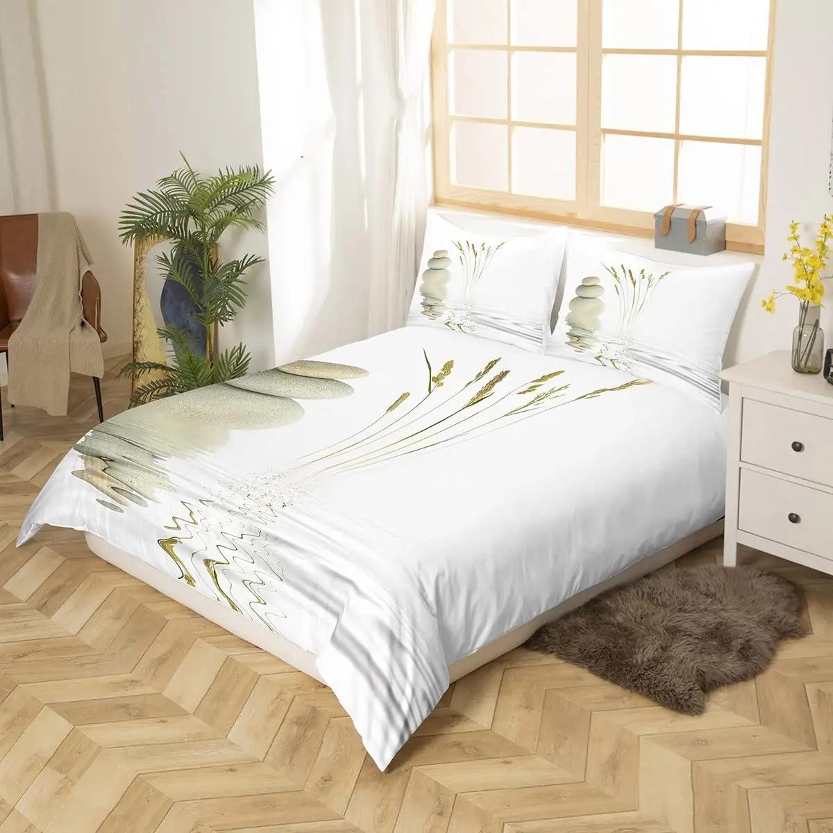 Homemissing mikrofibrist voodipesu 220×240 cm – rahulik zen stiil – pakend ja tarvikud