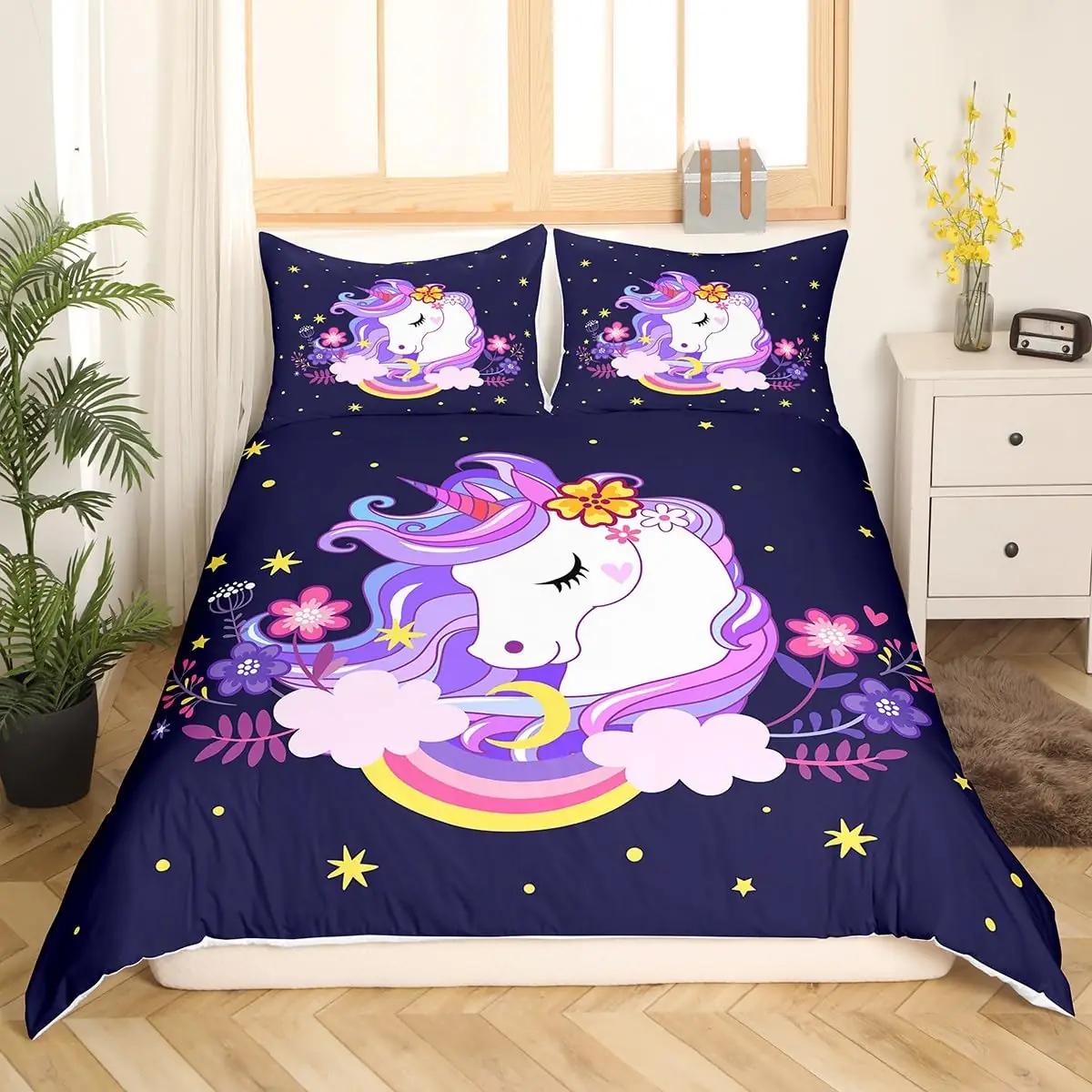 Homemissing värvikas mikrofibrist unicorn voodipesu 140×200 cm – pakend ja tarvikud