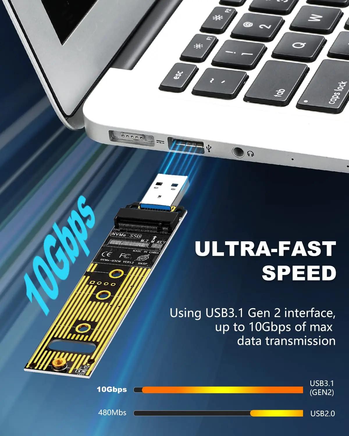 ZEXMTE alumiiniumist NVMe–USB adapter kiire andmeedastusega – pakend ja tarvikud