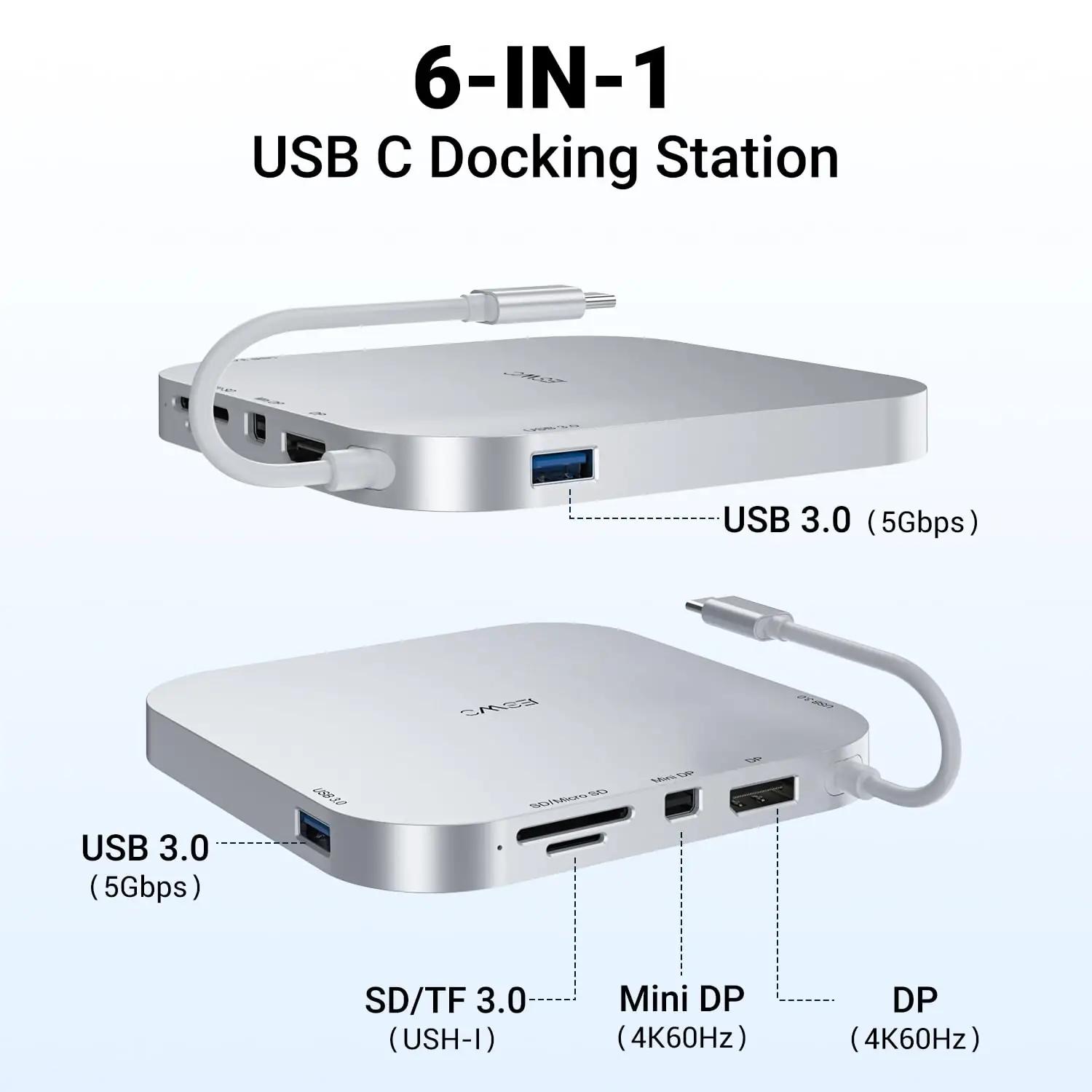 JESWO hõbedane dockingstation Mac Mini M4 jaoks – detailne vaade