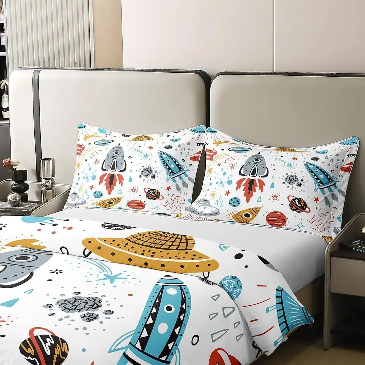 Homewish ökoloogiline voodipesu 140×200 cm laste kosmosemotiiv – kasutusnäide
