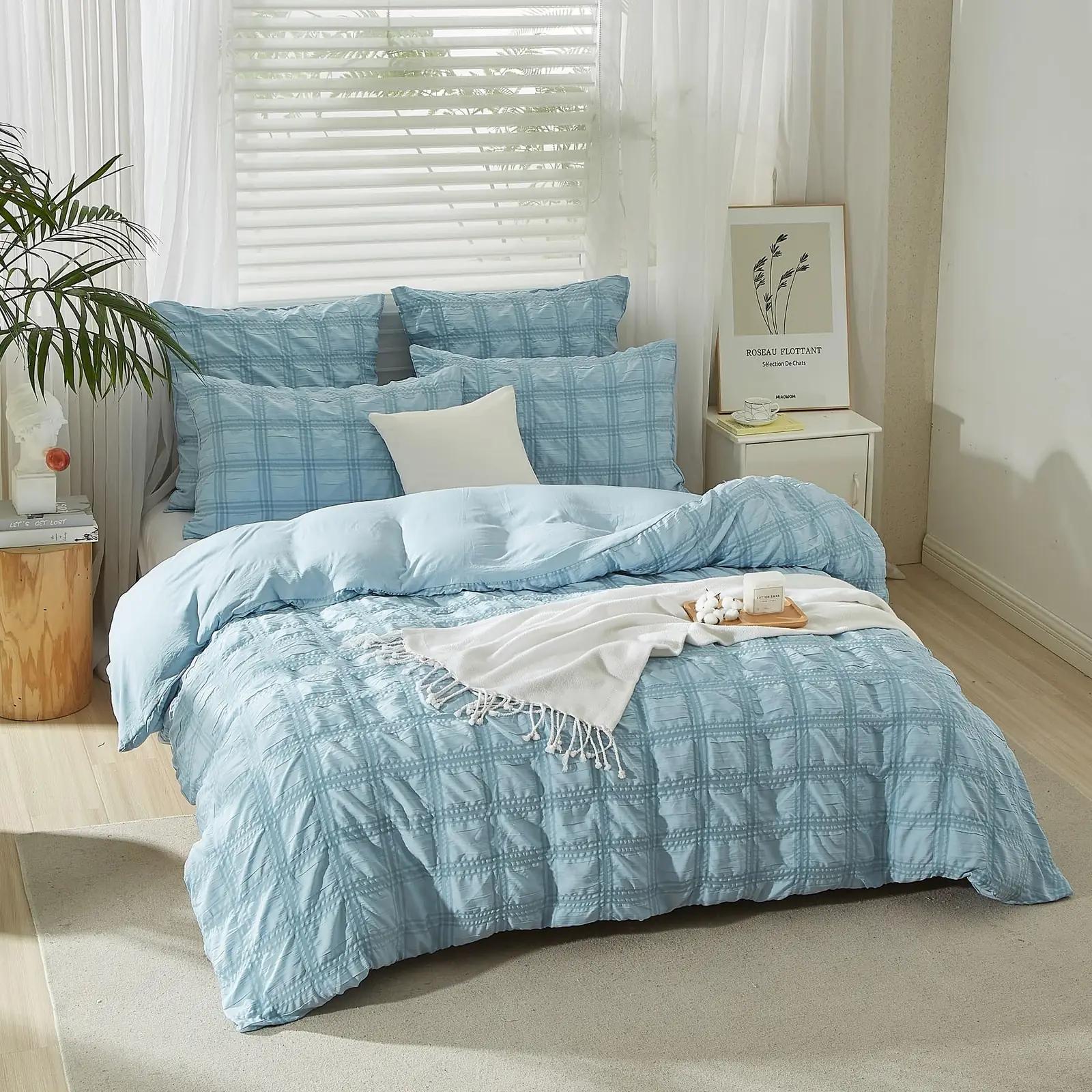 YASMENG pehme mikrofibra voodipesu 240×260 cm, ruuduline – pilt 9