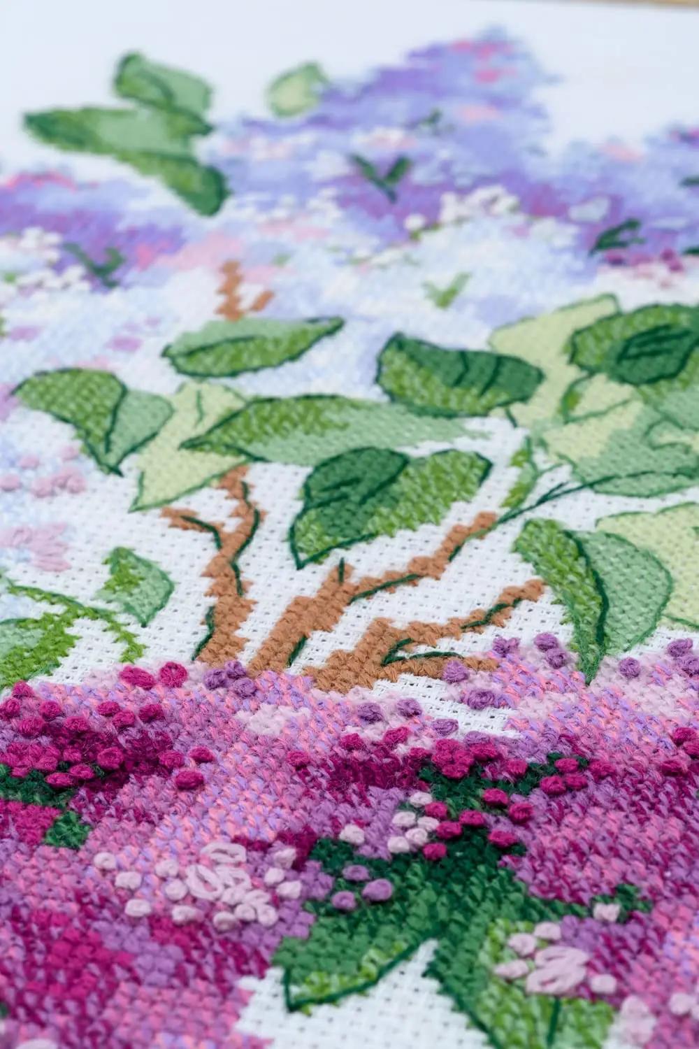 Riolis õrn Lilac Blossoms ristpistekomplekt — puuvillane boho – pilt 6