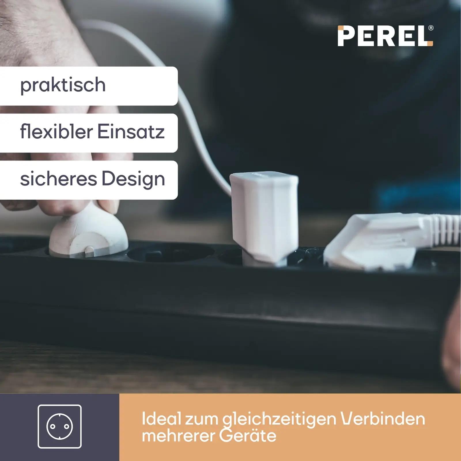 Perel must kompaktne voolupikendus 4 pistikupesa lapsekaitsega – detailne vaade