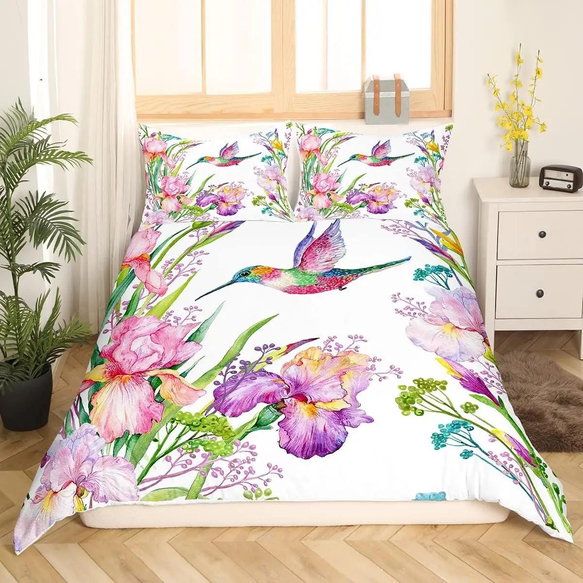 Homewish mikrofibrist voodipesu 220×240 cm – troopilised linnud – detailne vaade