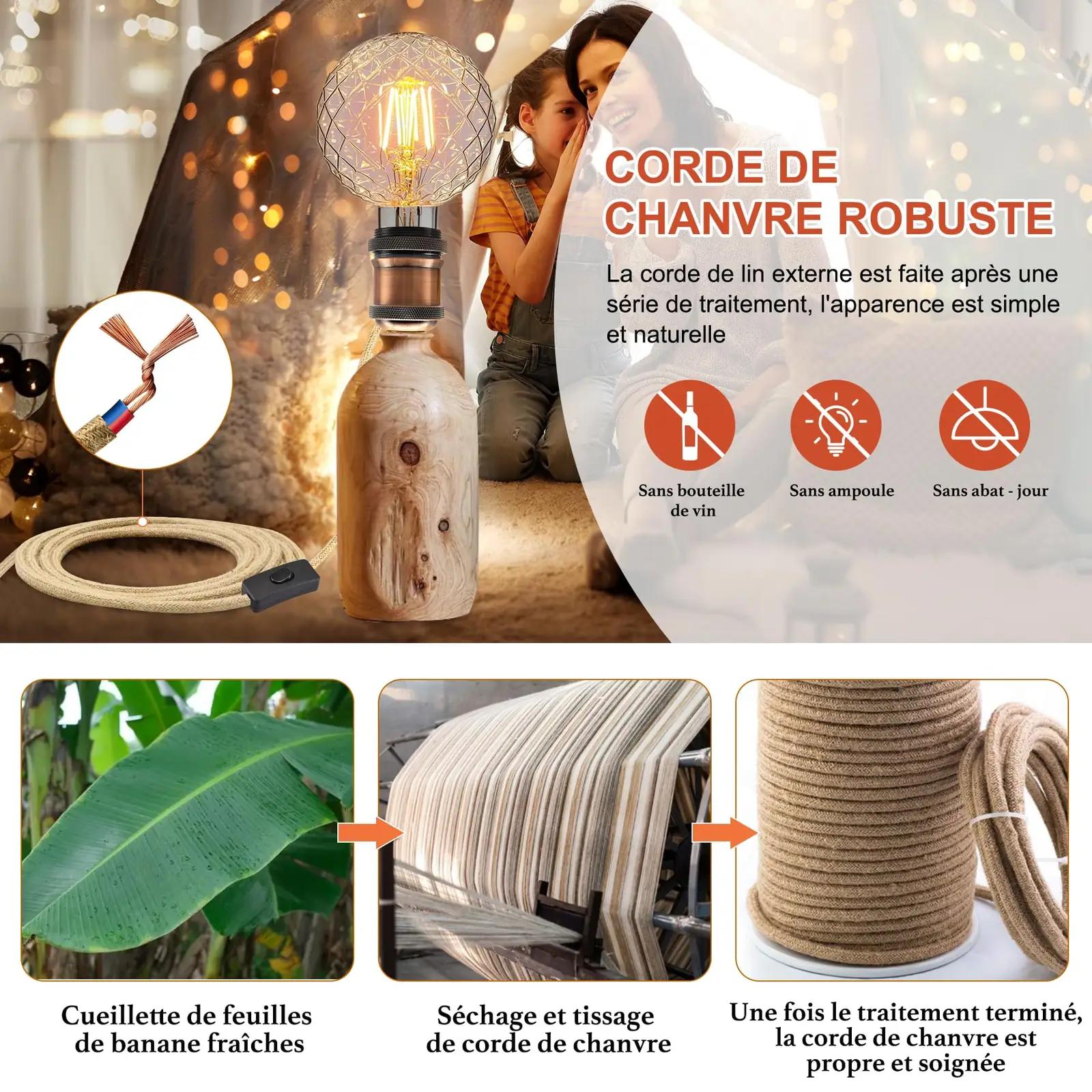 LQUNFYL roosa pudeli-lampide adapter komplekt – vintage stiil – kasutusnäide