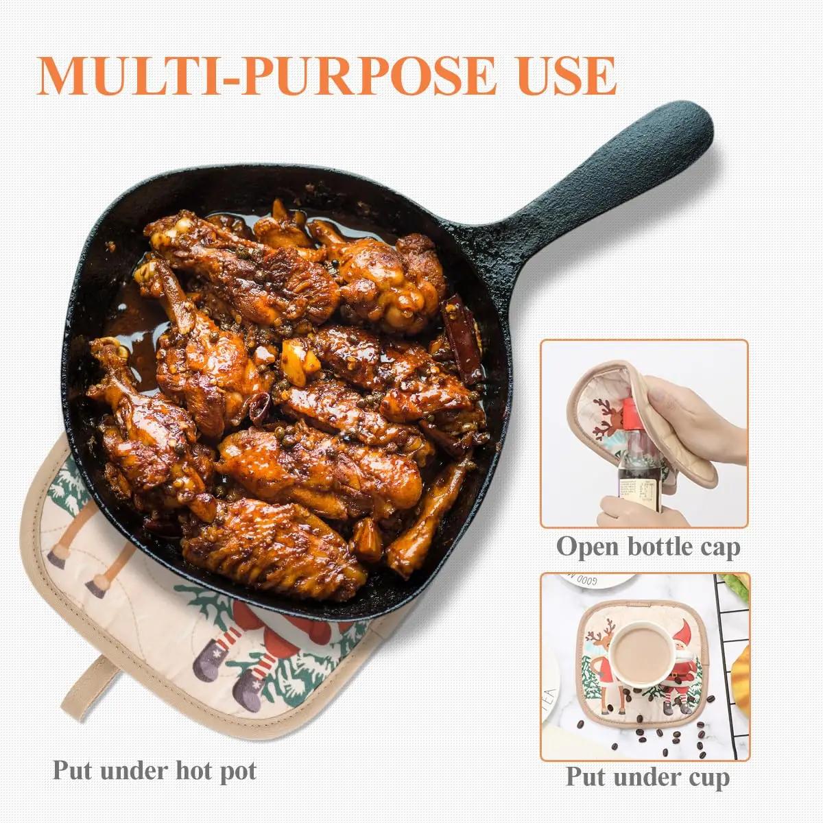 BESTonZON puuvillane jõulumotiiviga köögikindad komplekt – kasutusnäide