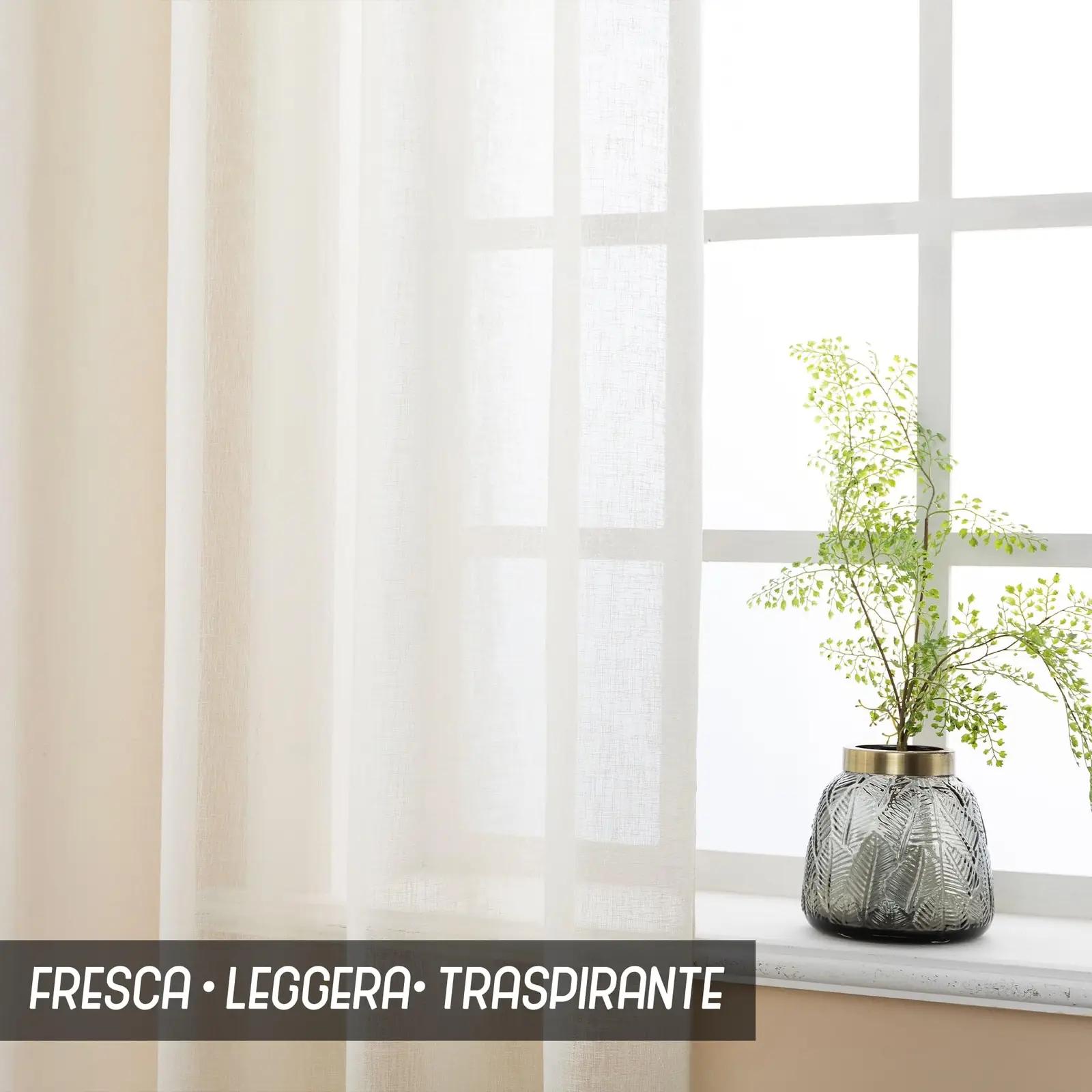 GIRASOLE HOME kerge linane efektiga kardin (2 paneeli) – pakend ja tarvikud