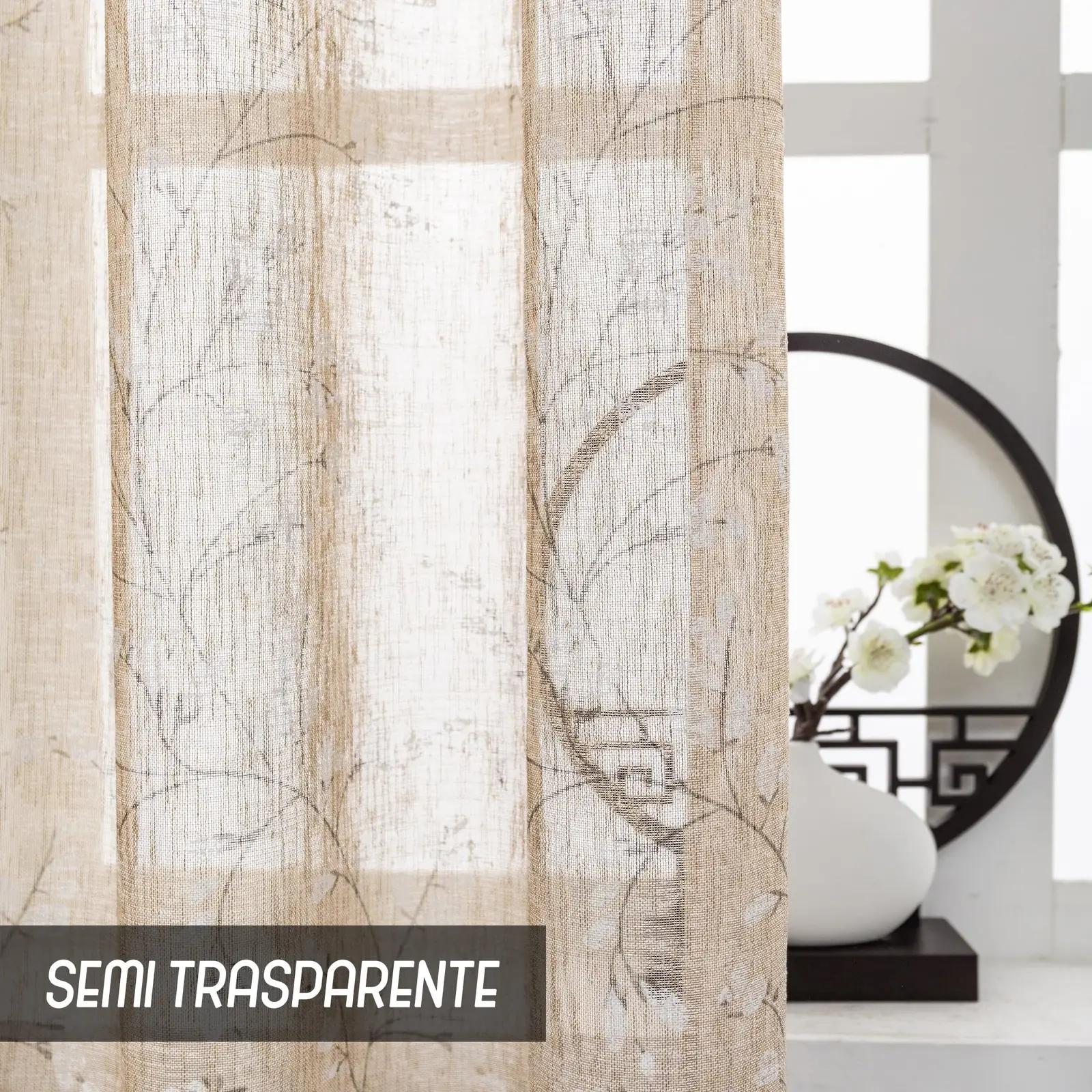 GIRASOLE HOME linane efektiga kardinad – lillemuster, 140×285 – pilt 6