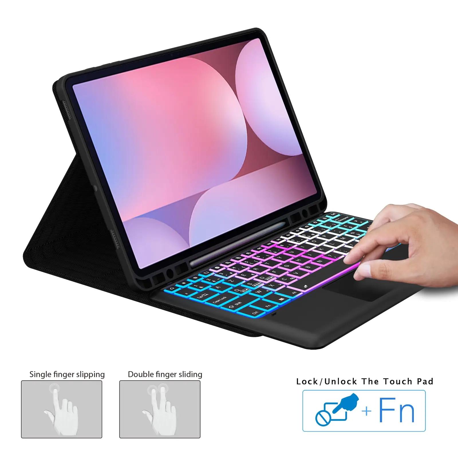 VANKEYPAD nahkne klahvikate Tab S10+ 12,4″ – valgustusega – kasutusnäide