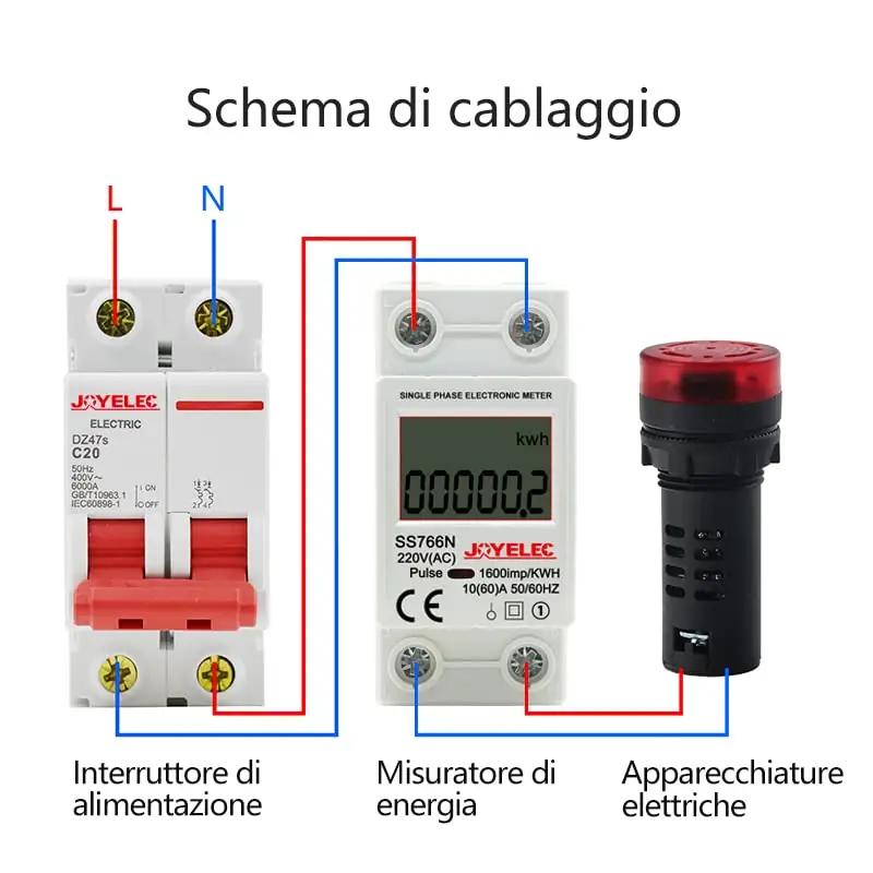 JOYELEC DIN-rööpa kilpmeeter kWh näidik — täpne energiakulu – kasutusnäide