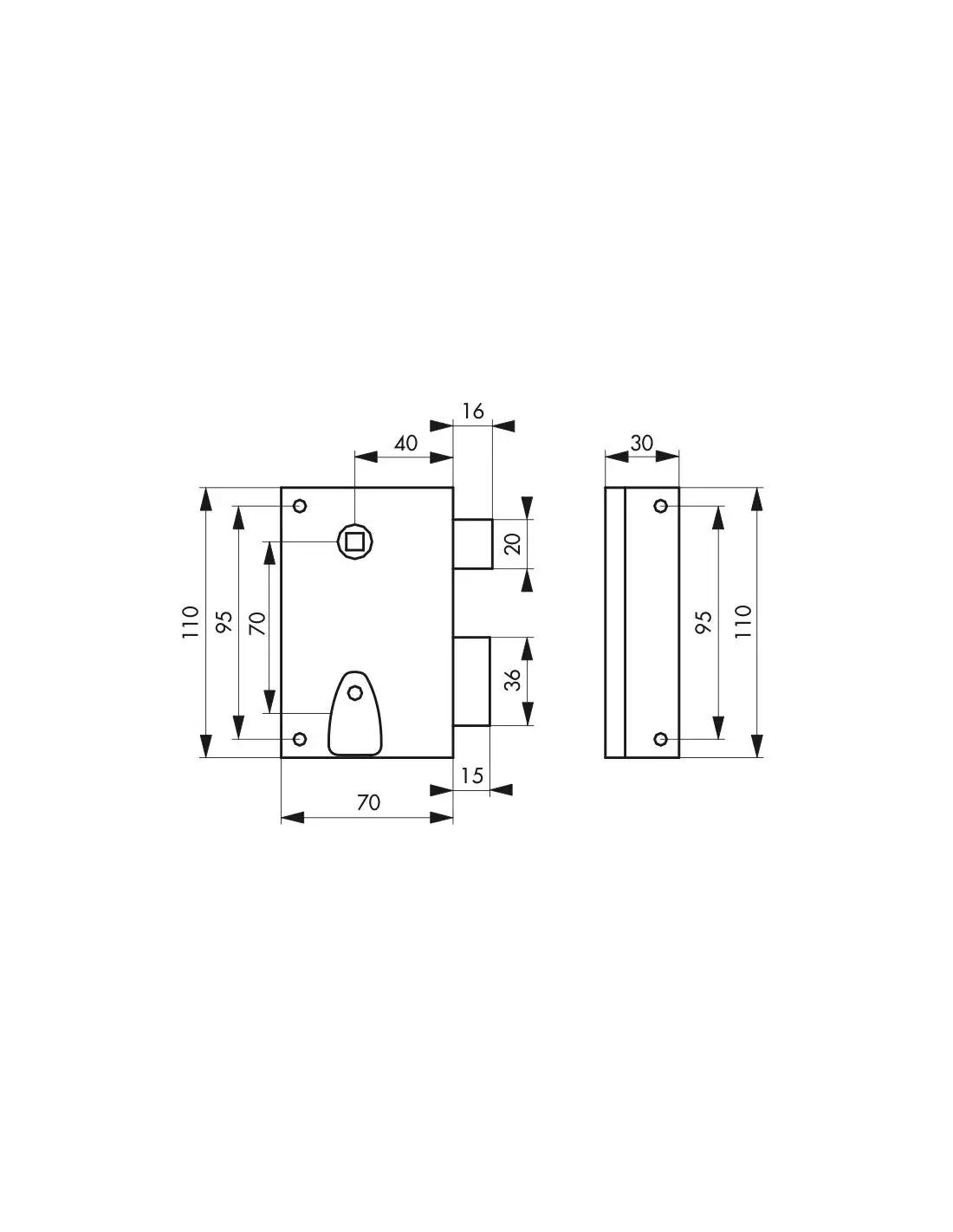 Thirard vastupidav siseukse lukk 70×110 mm – turvaline valik – detailne vaade