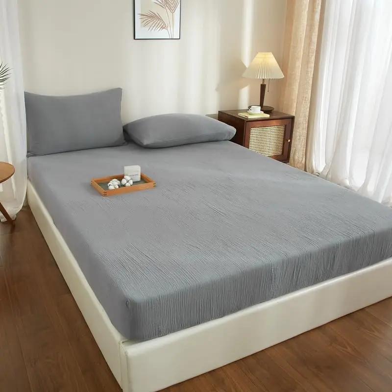 Gezu puuvillane elastne voodilinane 140×200 cm — õrn ja hingav – detailne vaade