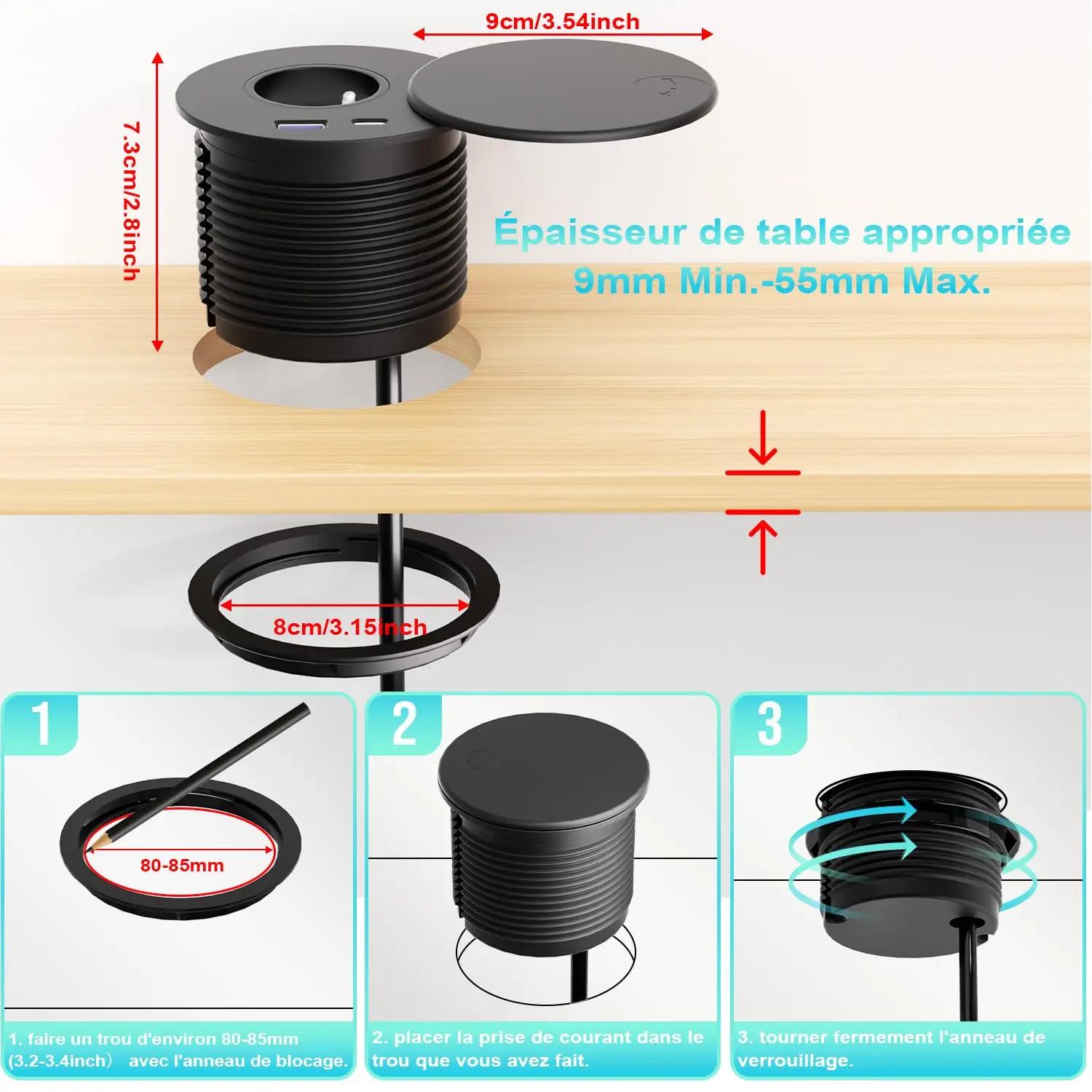 Airmom köögi/leiutööpinna sisseehitatav pistikupesa USB C PD20W – kasutusnäide