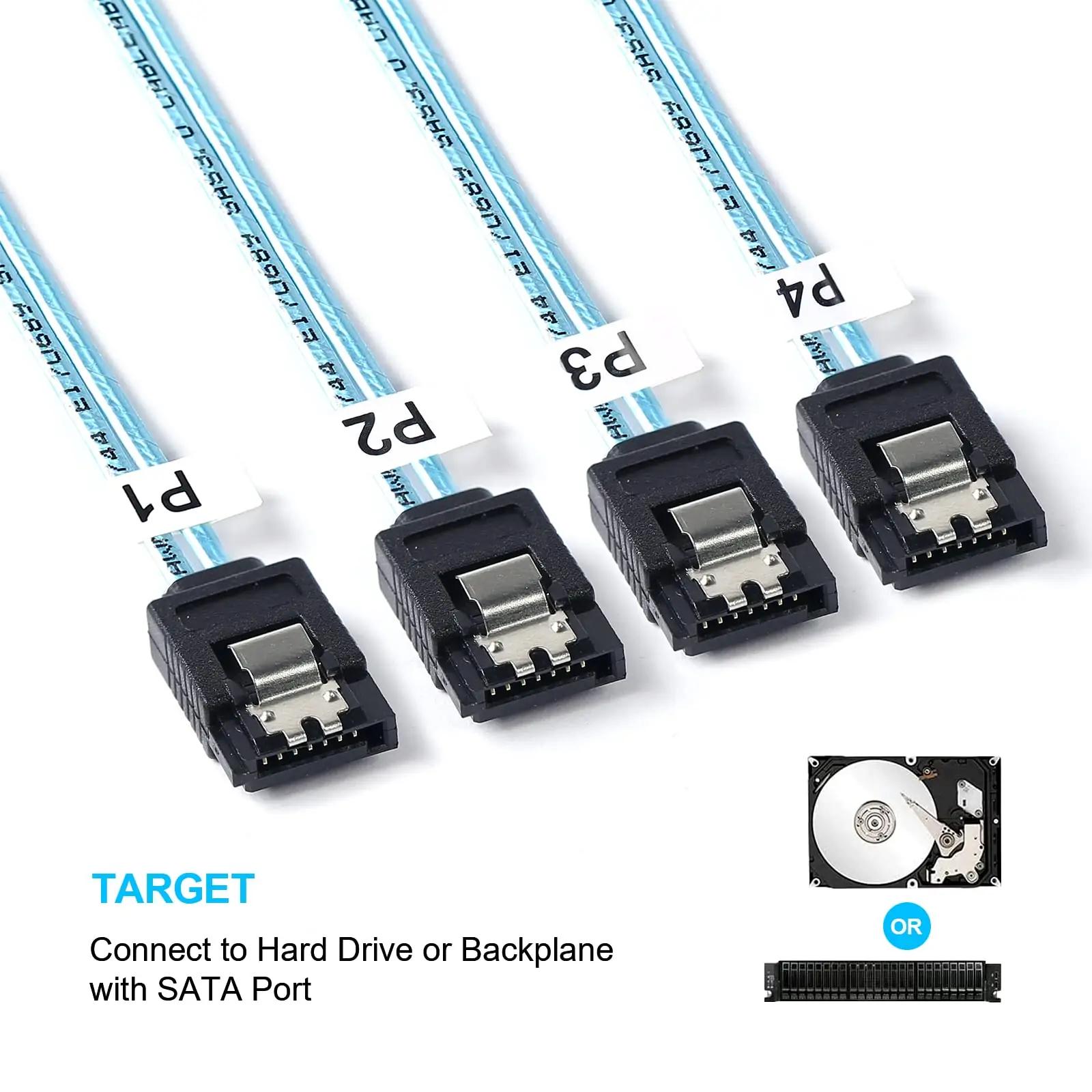 ADCAUDX vastupidav Mini-SAS kuni SATA kaabel 2-pack 0,5 m – pakend ja tarvikud