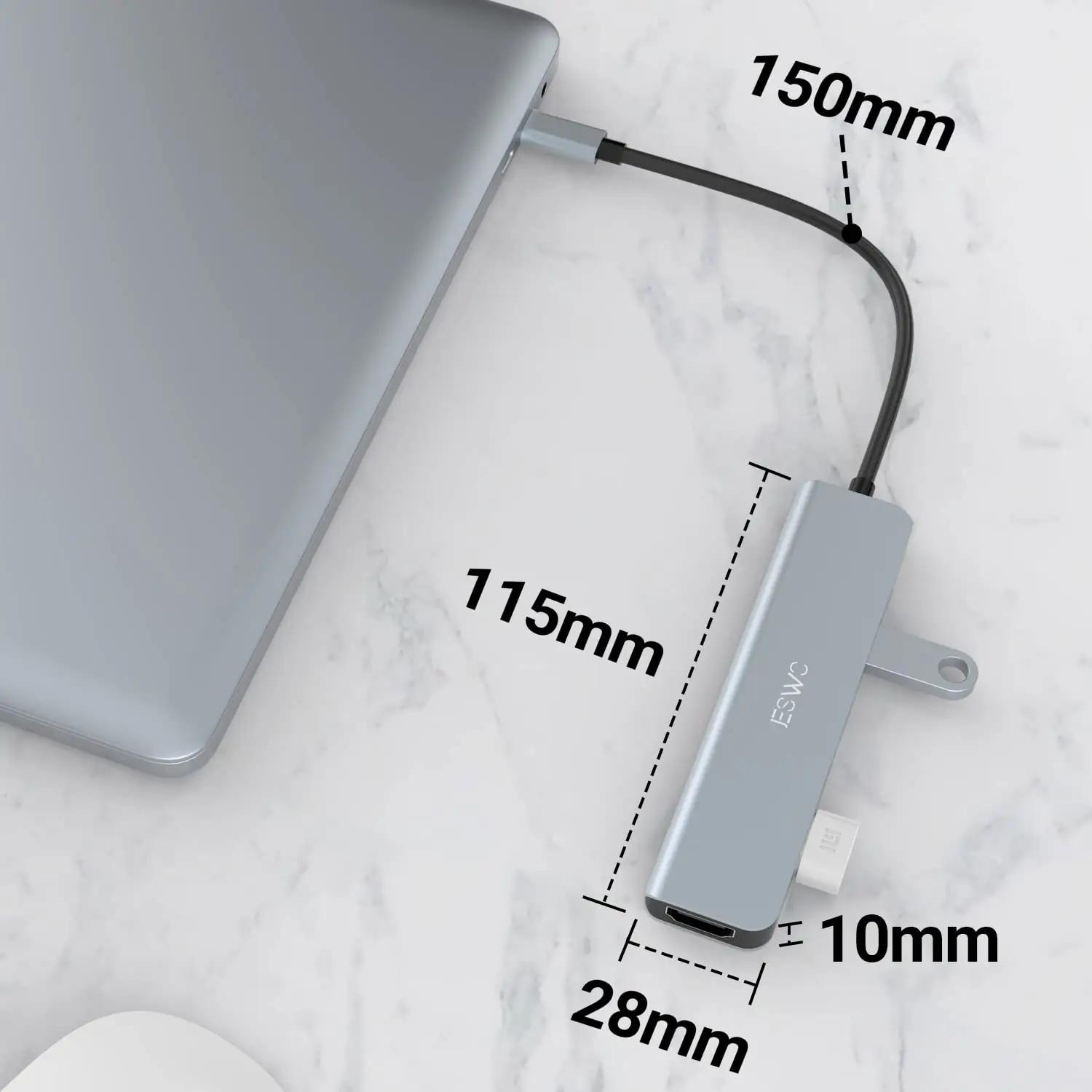 JESWO alumiiniumist USB-C hub — kompaktne 6-ühes adapter – pilt 6
